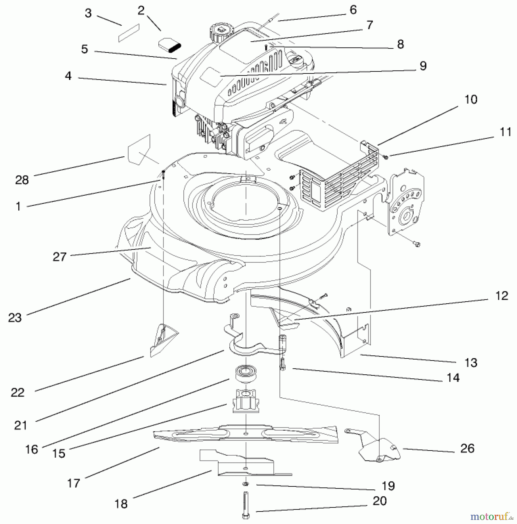 Toro Neu Mowers, Walk-Behind Seite 1 20452 (R-21S) - Toro Recycler Mower, R-21S, 1998 (8900001-8999999) ENGINE ASSEMBLY