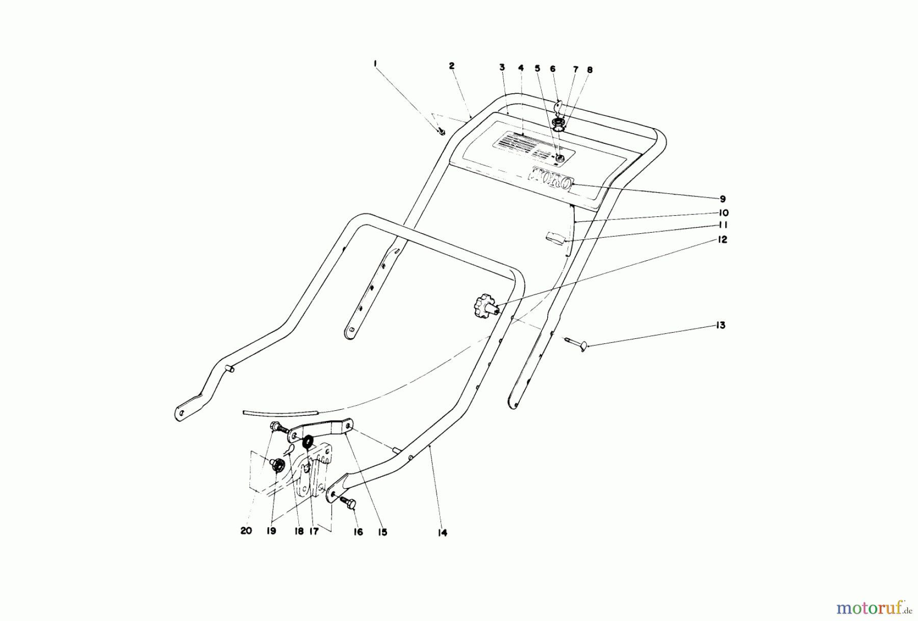  Toro Neu Mowers, Walk-Behind Seite 1 20456 - Toro Lawnmower, 1976 (6000001-6999999) HANDLE ASSEMBLY