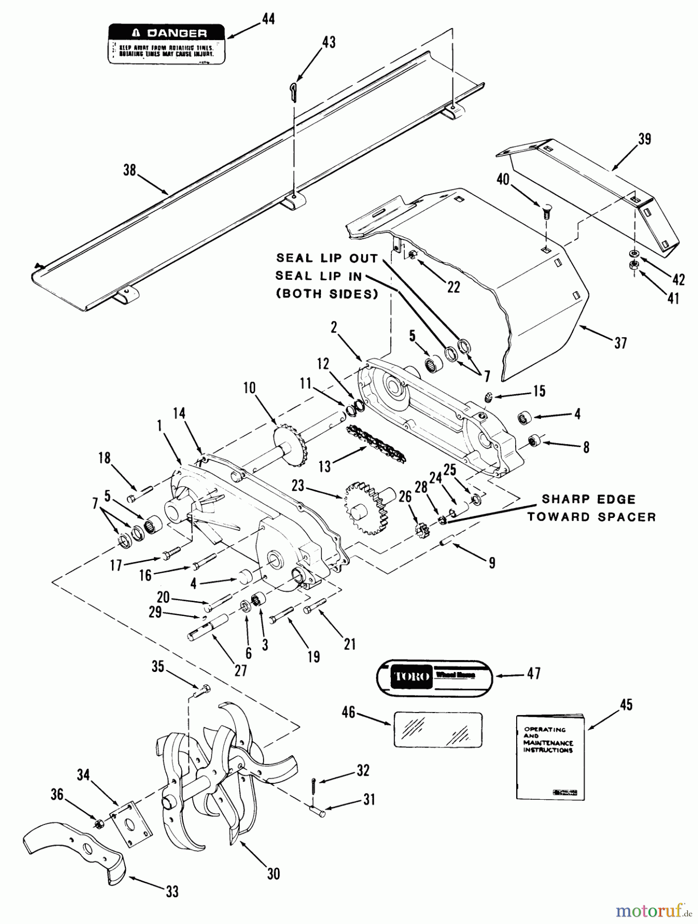  Toro Neu Accessories, Tiller/Cultivator 07-36TL04 - Toro 36
