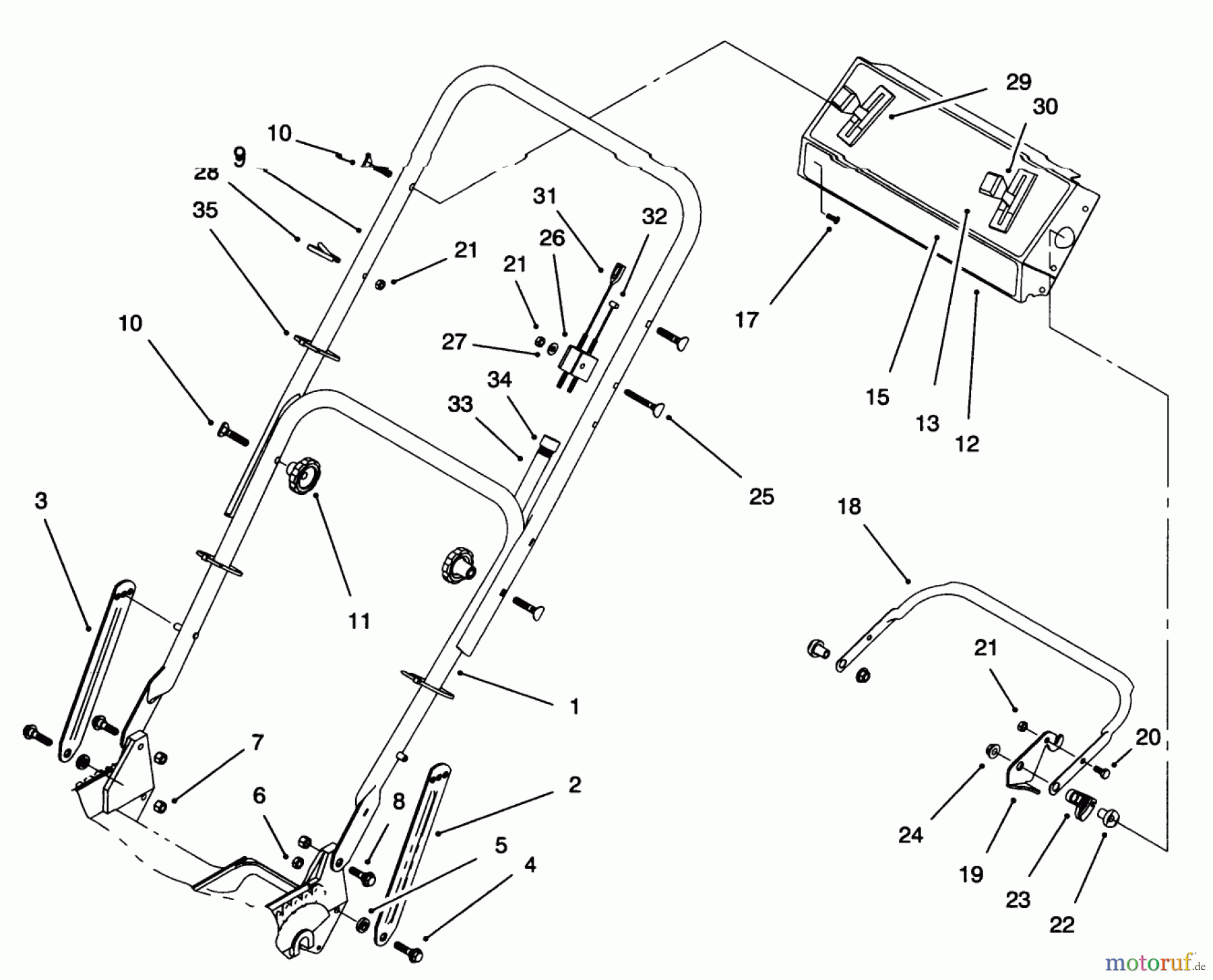  Toro Neu Mowers, Walk-Behind Seite 1 20463 - Toro Super Recycler Lawnmower, 1996 (6900001-6999999) HANDLE ASSEMBLY (MODEL NO. 20462 ONLY)
