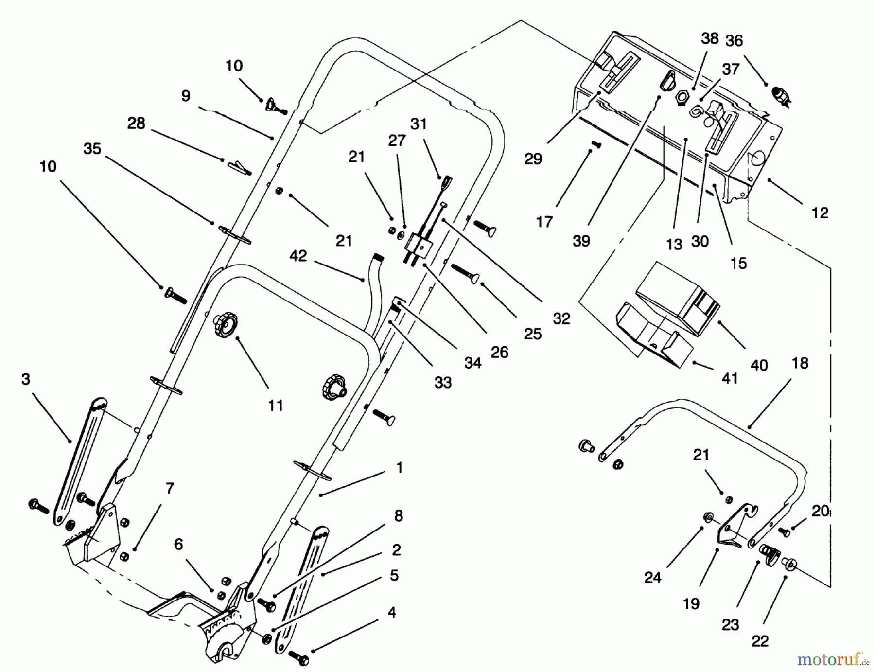 Toro Neu Mowers, Walk-Behind Seite 1 20462 - Toro Super Recycler Lawnmower, 1996 (6900001-6999999) HANDLE ASSEMBLY (MODEL NO. 20463 ONLY)