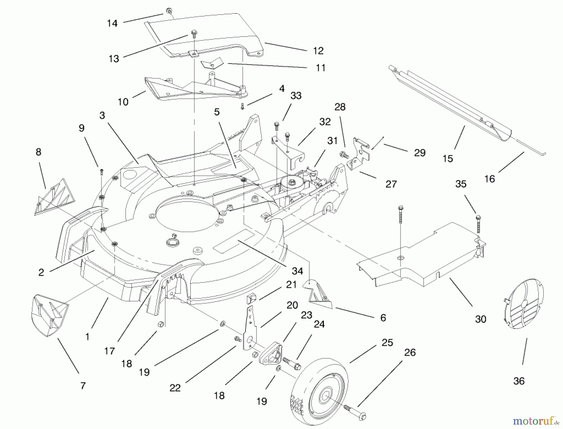  Toro Neu Mowers, Walk-Behind Seite 1 20464 - Toro Super Recycler Lawnmower, 1996 (6900001-6999999) HOUSING ASSEMBLY