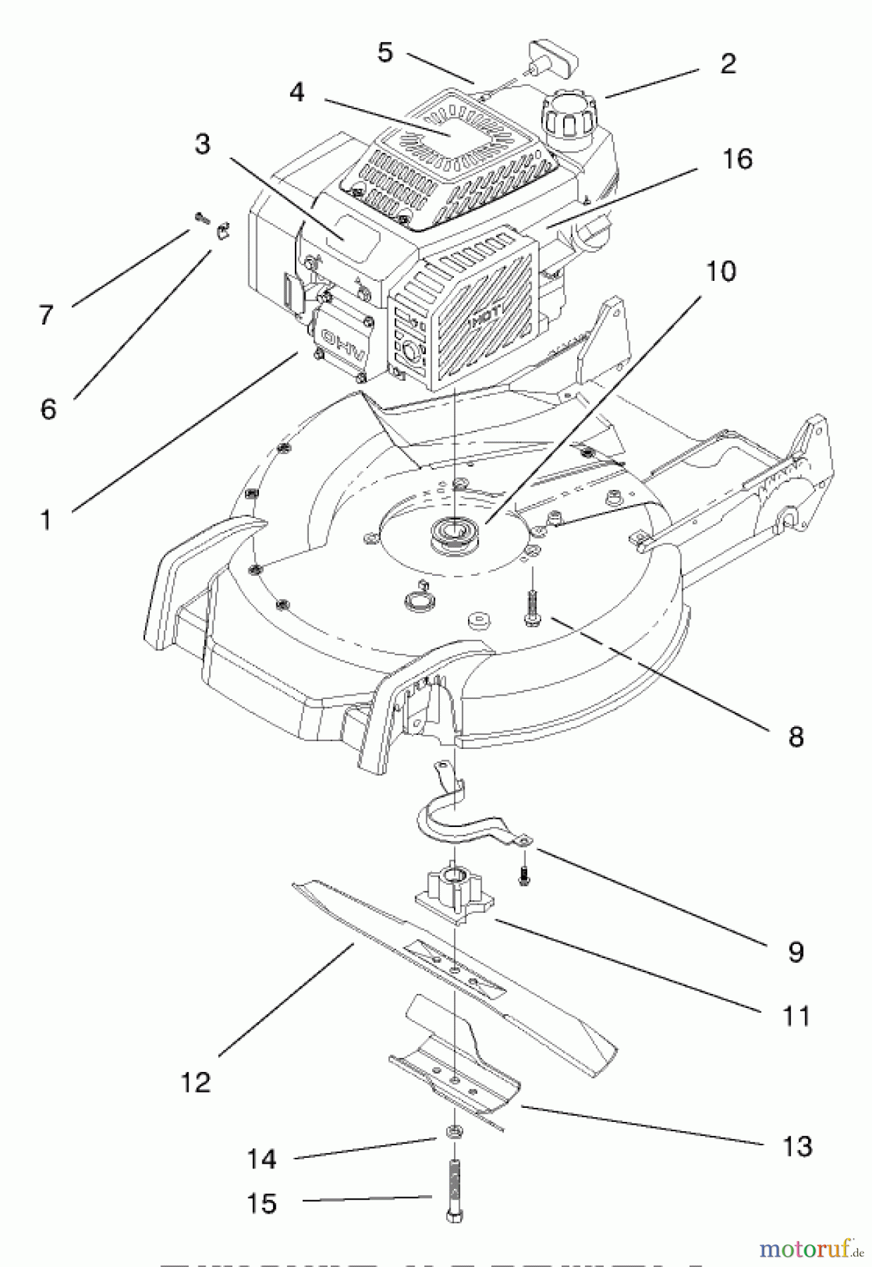  Toro Neu Mowers, Walk-Behind Seite 1 20464 - Toro Super Recycler Lawnmower, 1997 (7900001-7999999) ENGINE ASSEMBLY