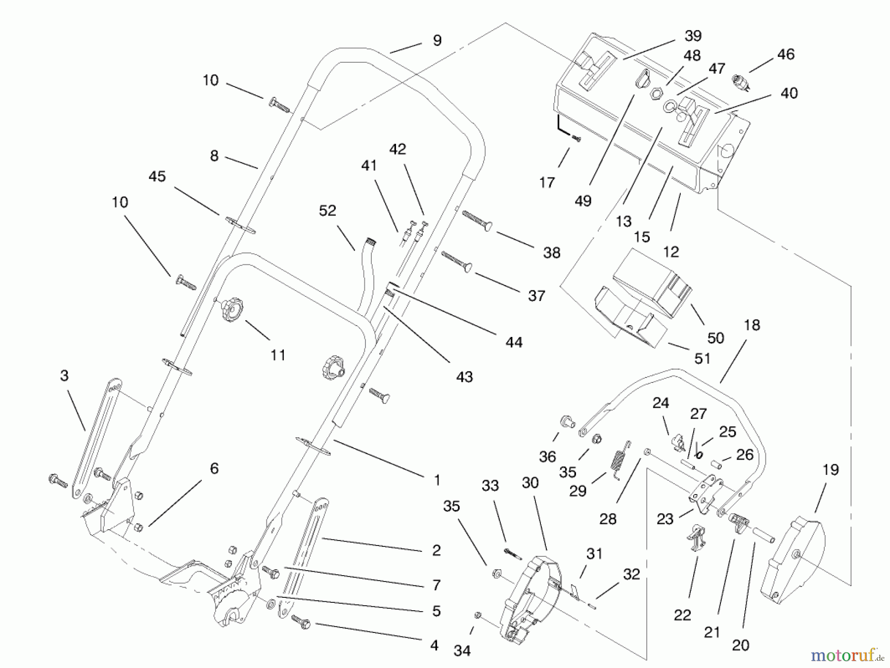  Toro Neu Mowers, Walk-Behind Seite 1 20465 - Toro Lawnmower, 1996 (6900001-6999999) HANDLE ASSEMBLY (MODEL NO. 20466 ONLY)