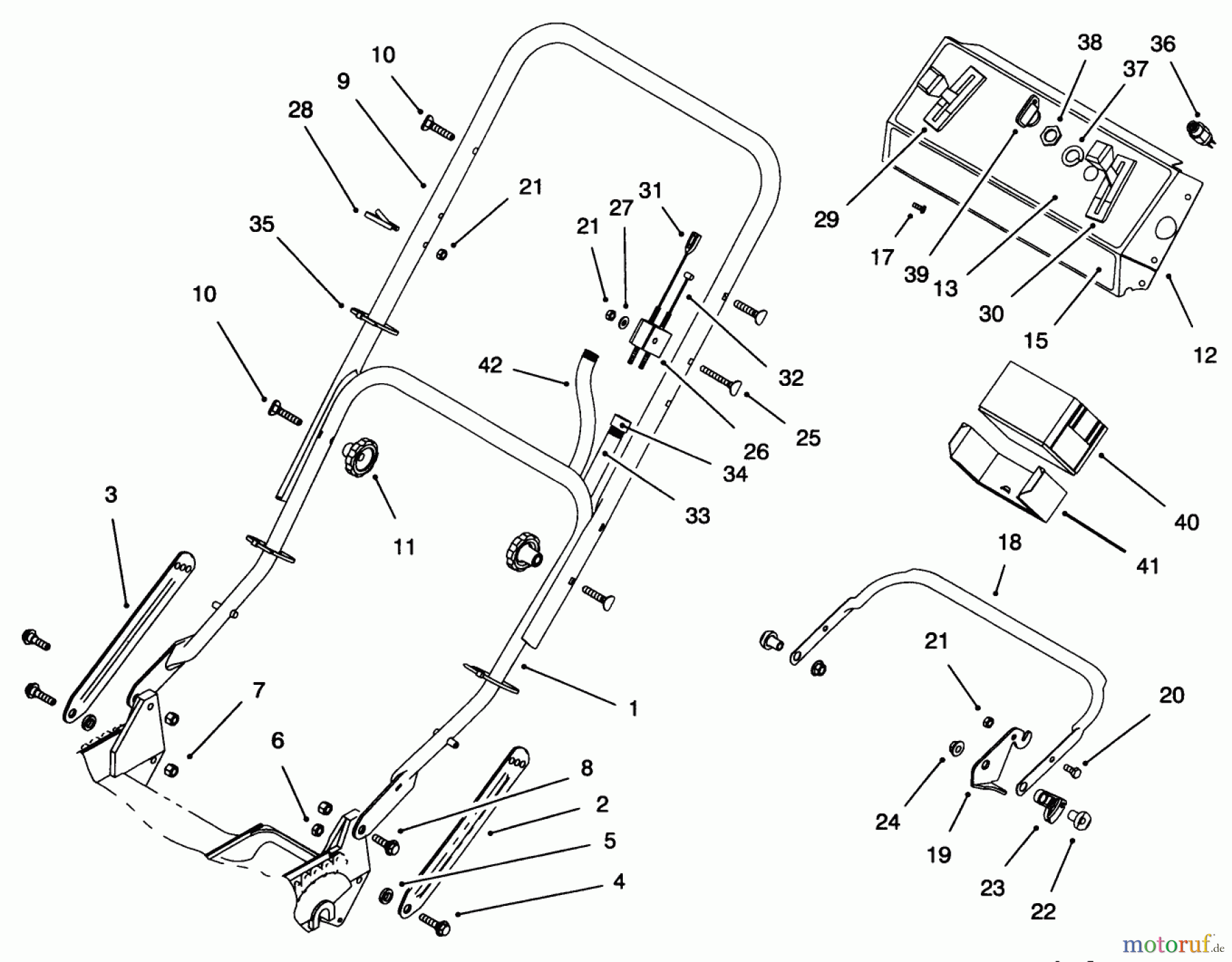  Toro Neu Mowers, Walk-Behind Seite 1 20473 - Toro Super Recycler Lawnmower, 1996 (6900001-6999999) HANDLE ASSEMBLY (MODEL NO. 20473 ONLY)