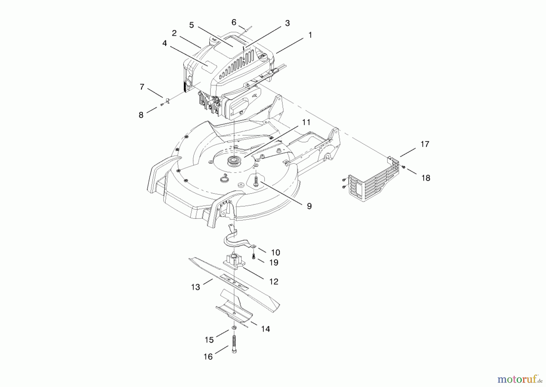  Toro Neu Mowers, Walk-Behind Seite 1 20479 - Toro Super Recycler Lawnmower, 1997 (7900001-7999999) ENGINE ASSEMBLY