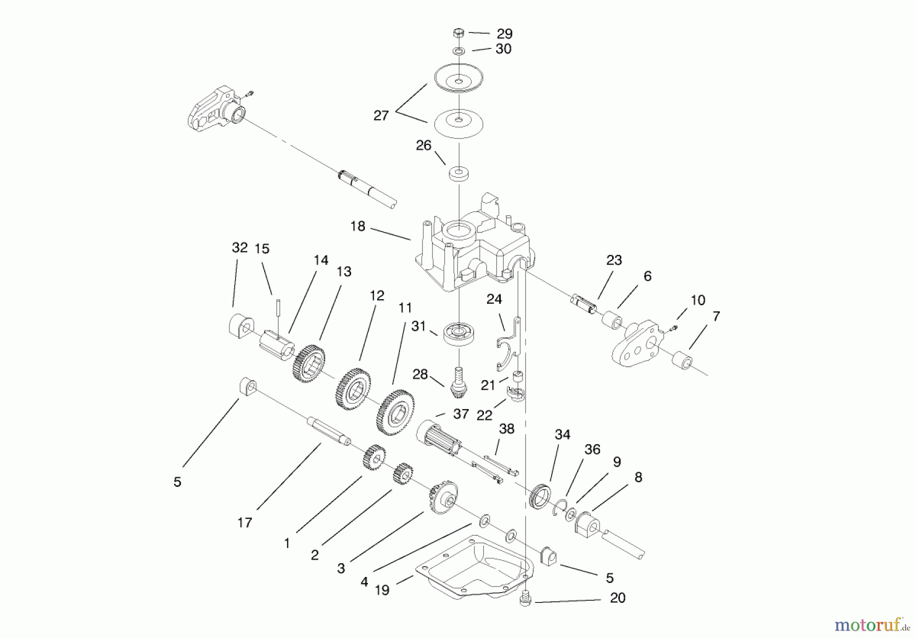  Toro Neu Mowers, Walk-Behind Seite 1 20479 - Toro Super Recycler Lawnmower, 1997 (7900001-7999999) GEAR CASE ASSEMBLY