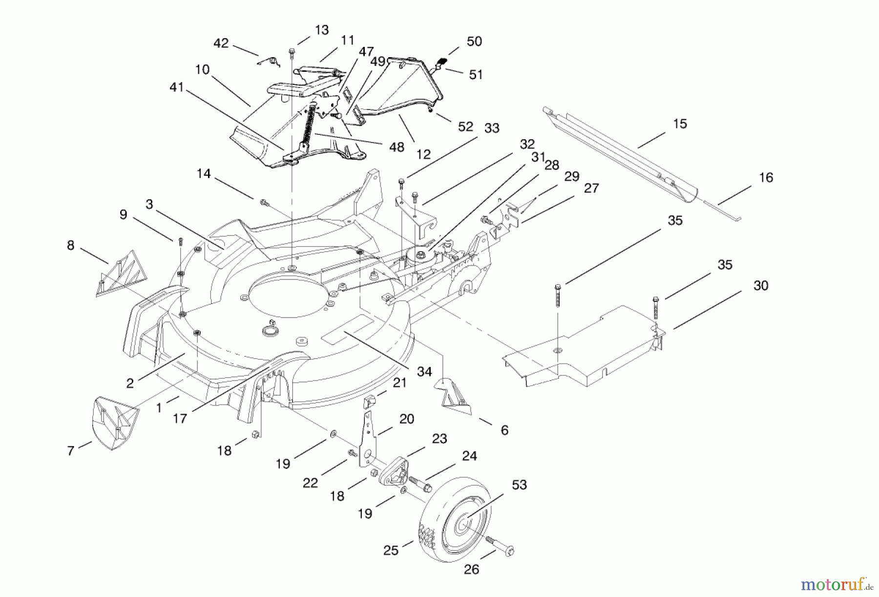  Toro Neu Mowers, Walk-Behind Seite 1 20479 - Toro Super Recycler Lawnmower, 1997 (7900001-7999999) HOUSING ASSEMBLY
