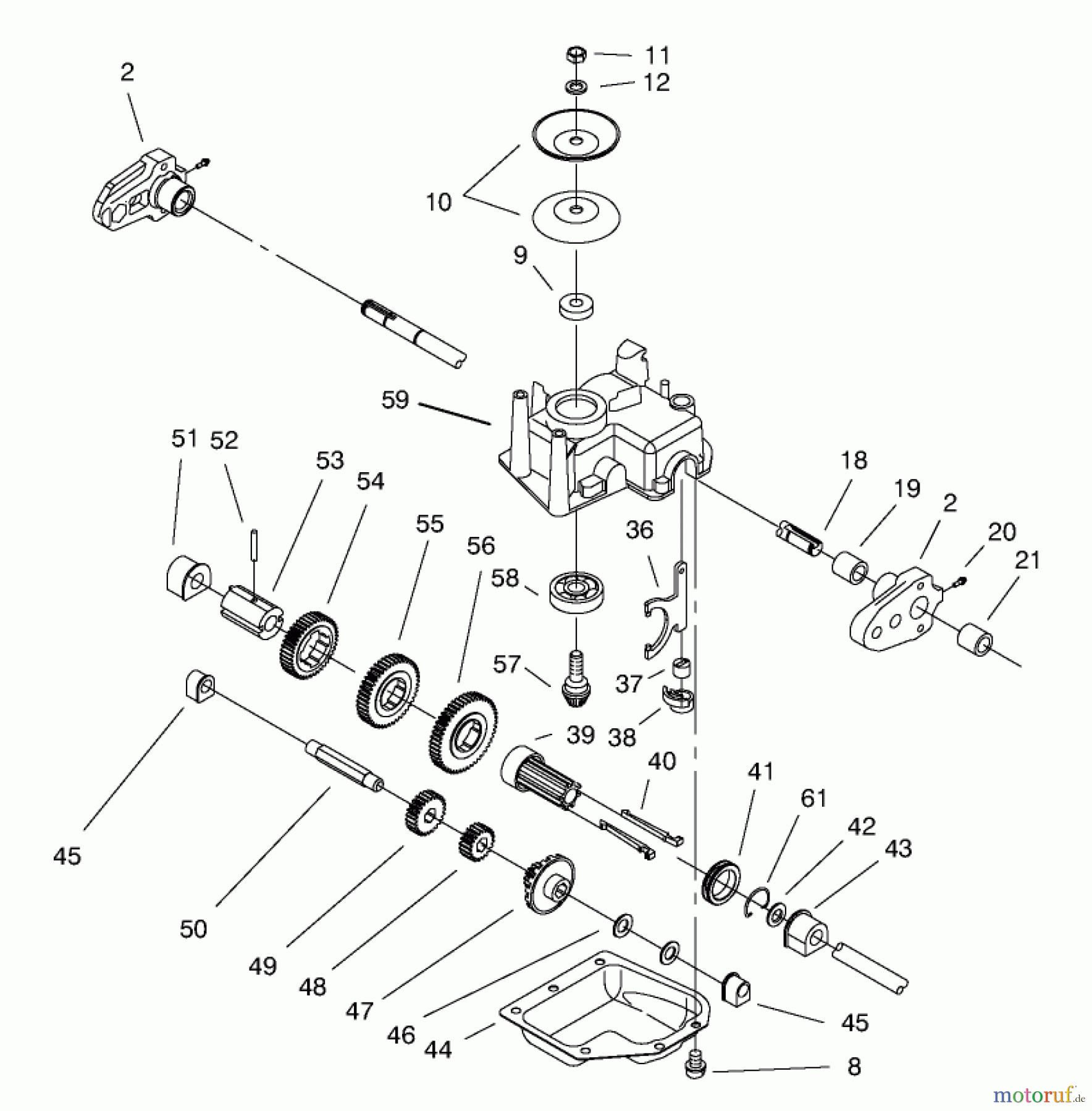  Toro Neu Mowers, Walk-Behind Seite 1 20480 - Toro Super Recycler Lawnmower, 1997 (7900001-7999999) GEAR CASE ASSEMBLY