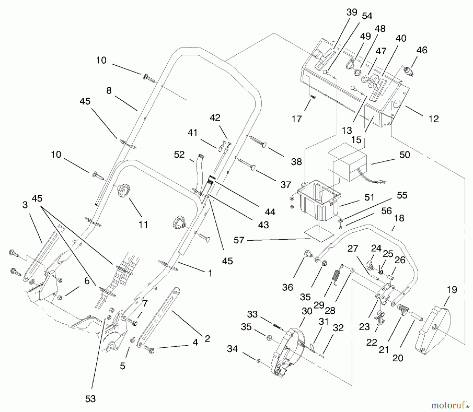  Toro Neu Mowers, Walk-Behind Seite 1 20482 - Toro Super Recycler Mower, 1997 (790000001-799999999) HANDLE ASSEMBLY (MODEL NO. 20483 ONLY)