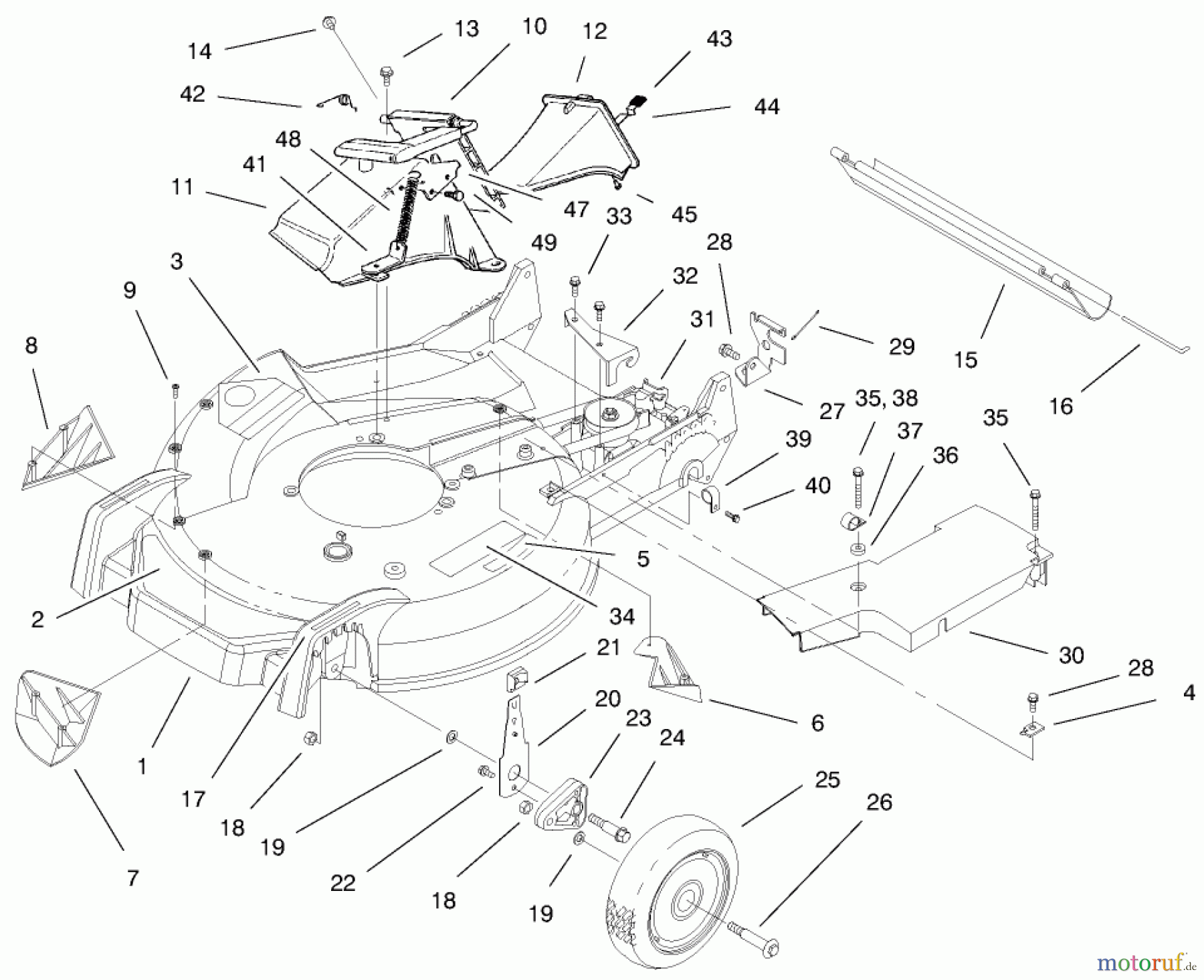  Toro Neu Mowers, Walk-Behind Seite 1 20482 - Toro Super Recycler Mower, 1997 (790000001-799999999) HOUSING ASSEMBLY