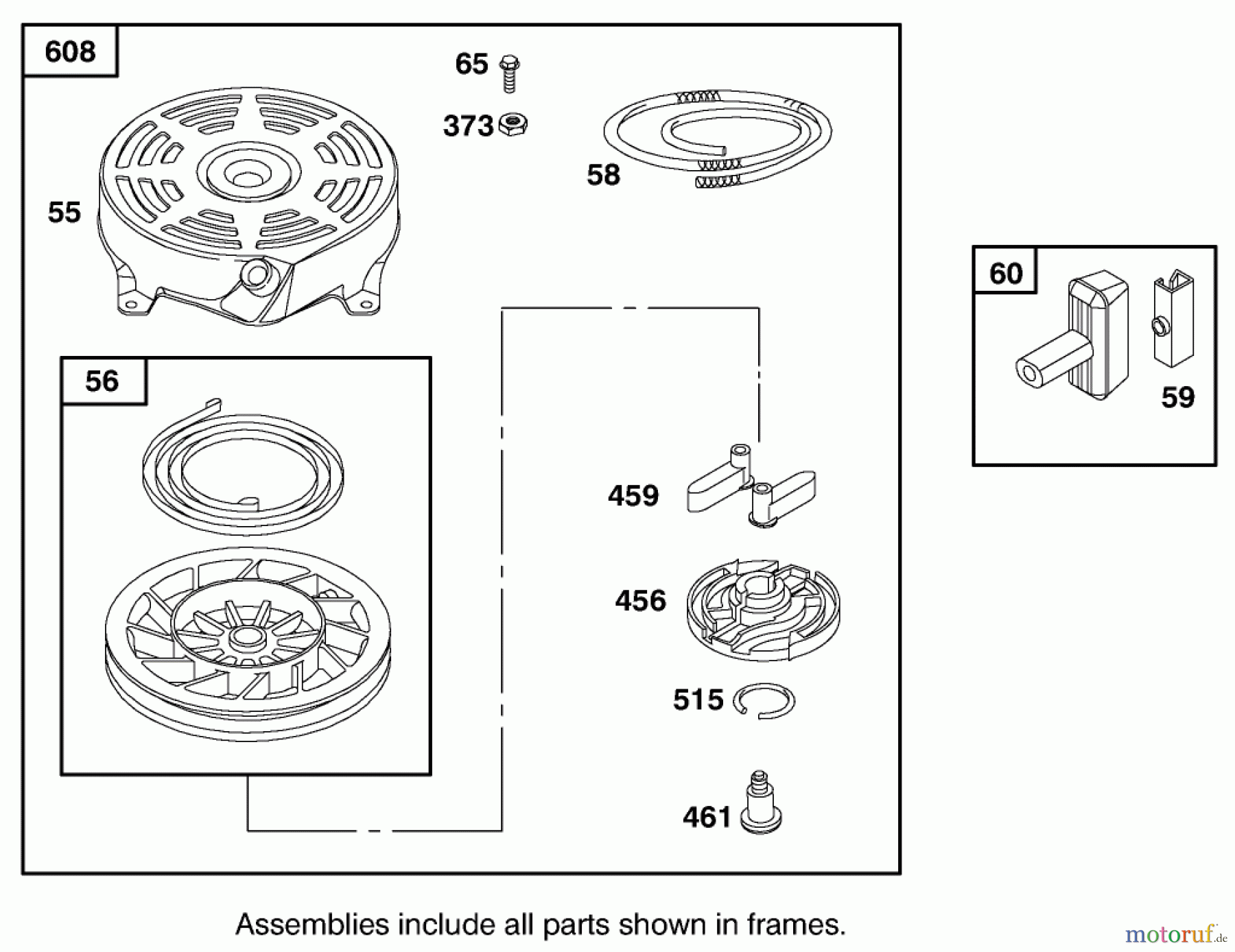  Toro Neu Mowers, Walk-Behind Seite 1 20487 (SR-21OSBB) - Toro Super Recycler Mower, SR-21OSBB, 2001 (210000001-210999999) STARTER ASSEMBLY