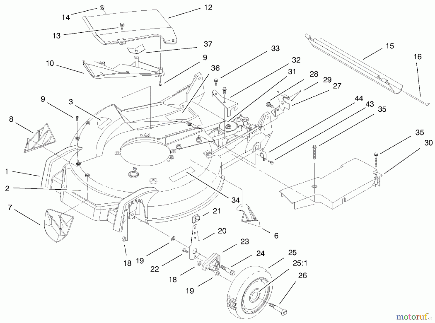 Toro Neu Mowers, Walk-Behind Seite 1 20494 (SR-21S) - Toro Super Recycler Mower, SR-21S, 1998 (8900001-8999999) HOUSING ASSEMBLY