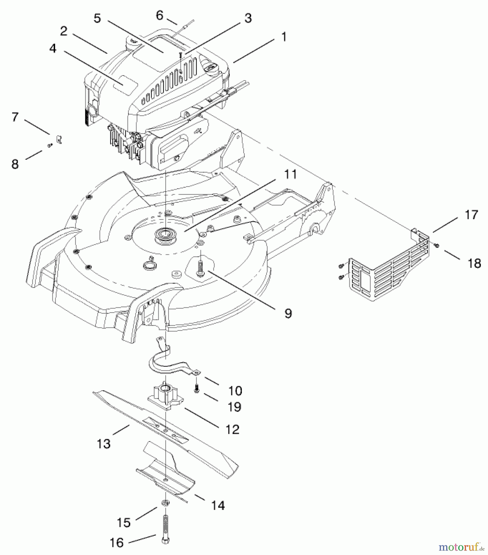 Toro Neu Mowers, Walk-Behind Seite 1 20495 (SR-21SE) - Toro Super Recycler Mower, SR-21SE, 1998 (8900001-8999999) ENGINE ASSEMBLY