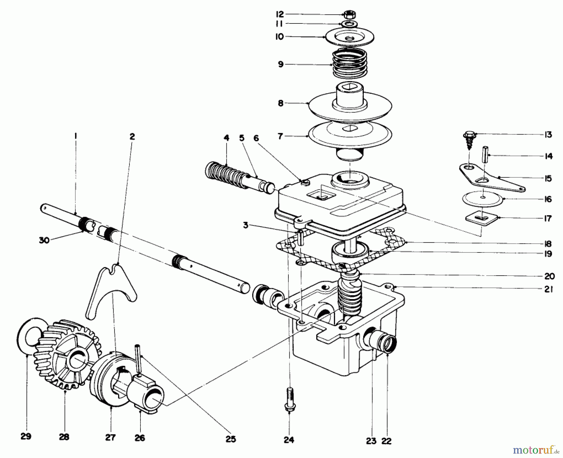  Toro Neu Mowers, Walk-Behind Seite 1 20696 - Toro Lawnmower, 1976 (6000001-7999999) GEAR CASE ASSEMBLY (MODEL 20506 & 20696)