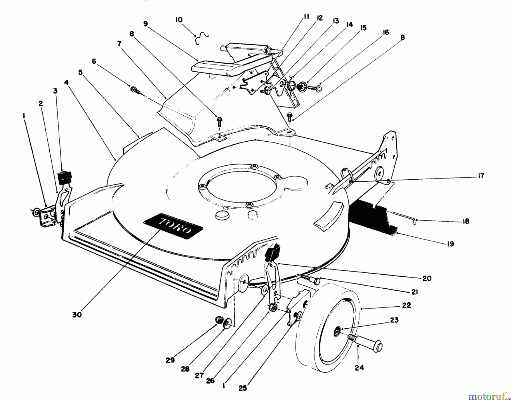  Toro Neu Mowers, Walk-Behind Seite 1 20511 - Toro Lawnmower, 1989 (9000001-9999999) HOUSING ASSEMBLY (USED ON UNITS WITH SERIAL NOW 9005568 THRU 9018484)