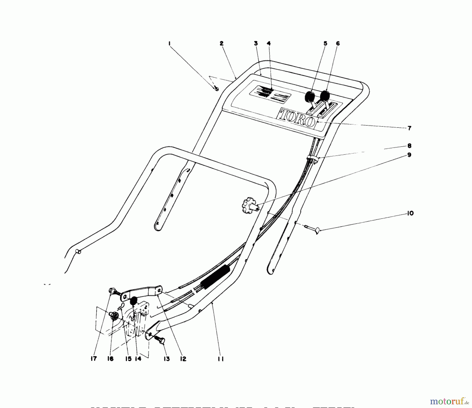  Toro Neu Mowers, Walk-Behind Seite 1 20644 - Toro Lawnmower, 1977 (7000001-7999999) HANDLE ASSEMBLY (MODEL NO. 20517)