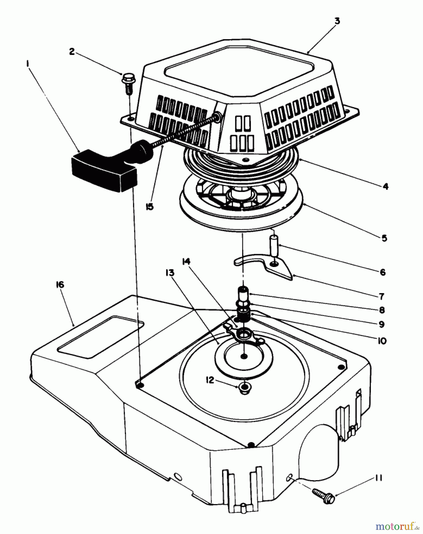  Toro Neu Mowers, Walk-Behind Seite 1 20526C - Toro Lawnmower, 1987 (7000001-7999999) RECOIL ASSEMBLY (MODEL NO. VMG6)