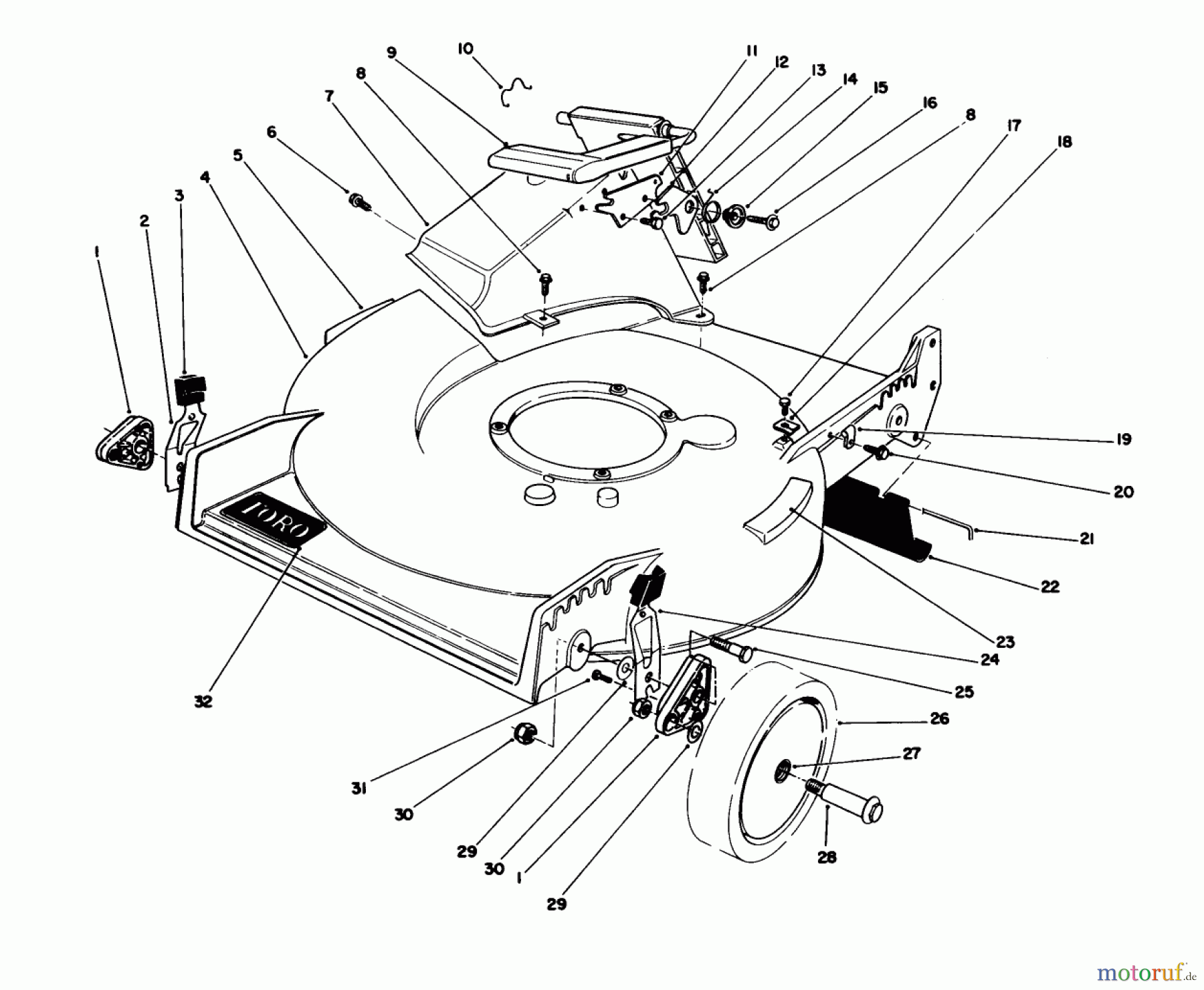  Toro Neu Mowers, Walk-Behind Seite 1 20532 - Toro Lawnmower, 1989 (9000001-9999999) HOUSING ASSEMBLY (USED ON SER. NOS. 9000101-9001531, 9004073 AND UP)