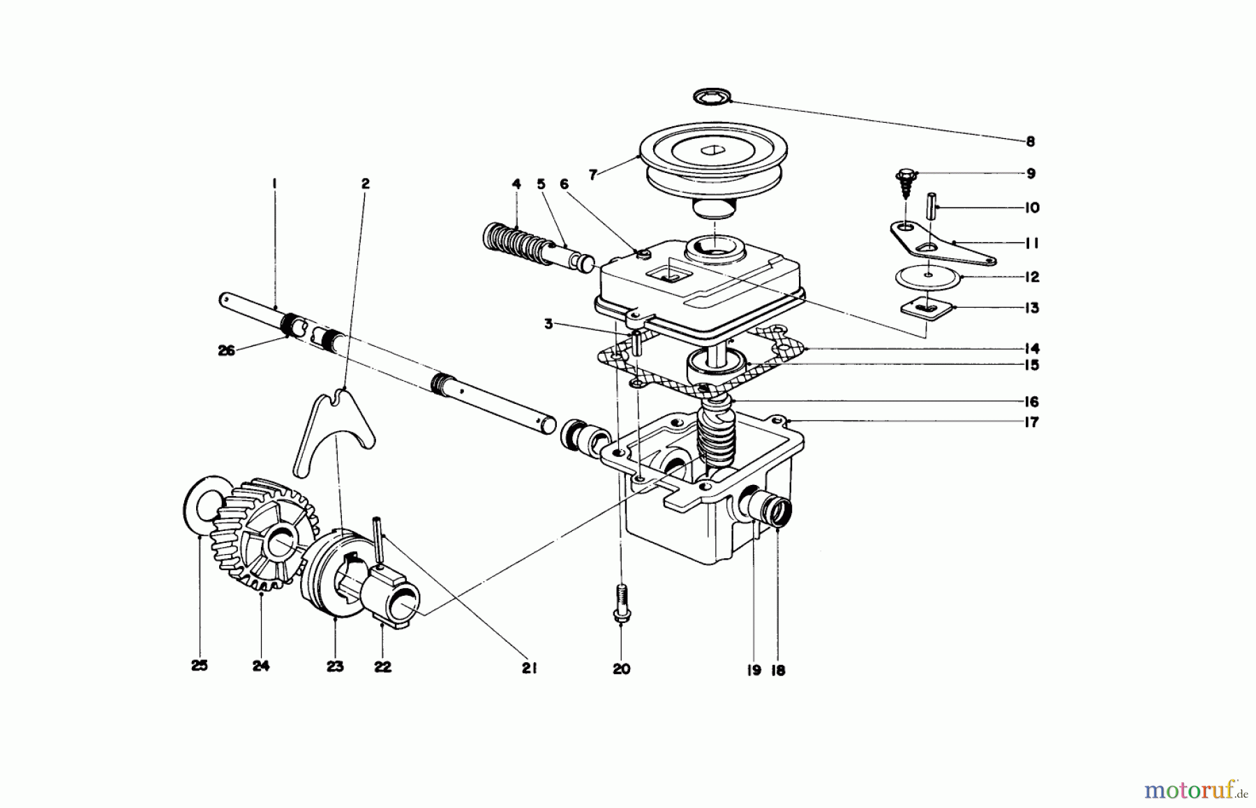 Toro Neu Mowers, Walk-Behind Seite 1 20562 - Toro Lawnmower, 1976 (6000001-6999999) GEAR CASE ASSEMBLY
