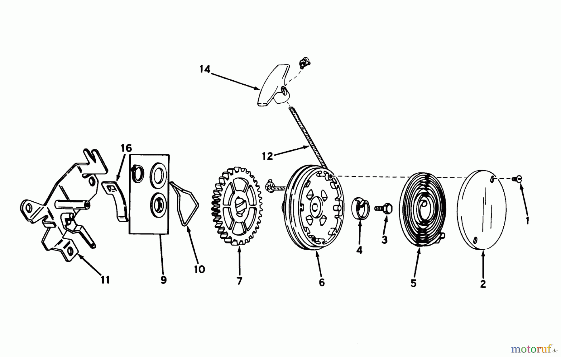  Toro Neu Mowers, Walk-Behind Seite 1 20562 - Toro Lawnmower, 1976 (6000001-6999999) REWIND STARTER NO. 590519