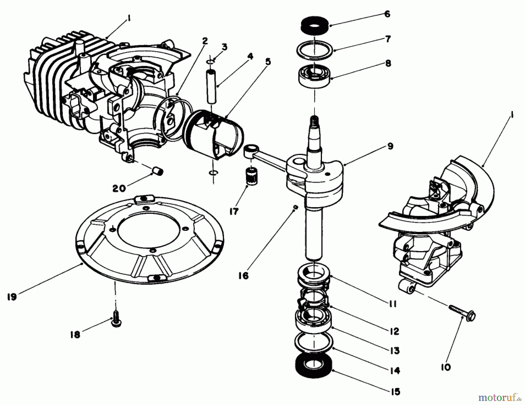  Toro Neu Mowers, Walk-Behind Seite 1 20581 - Toro Lawnmower, 1986 (6000001-6999999) CRANKSHAFT ASSEMBLY