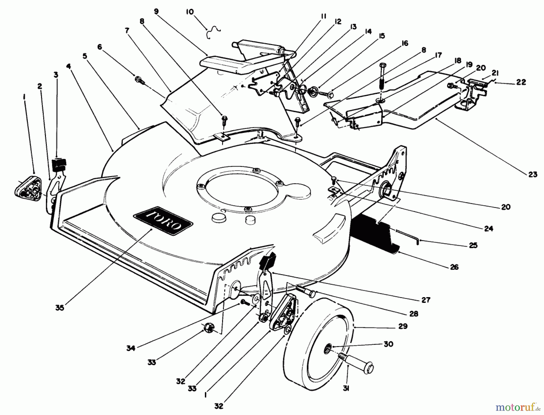  Toro Neu Mowers, Walk-Behind Seite 1 20611 - Toro Lawnmower, 1989 (9000001-9999999) HOUSING ASSEMBLY (USED ON UNITS WITH SERIAL NO. 9012542 & UP)