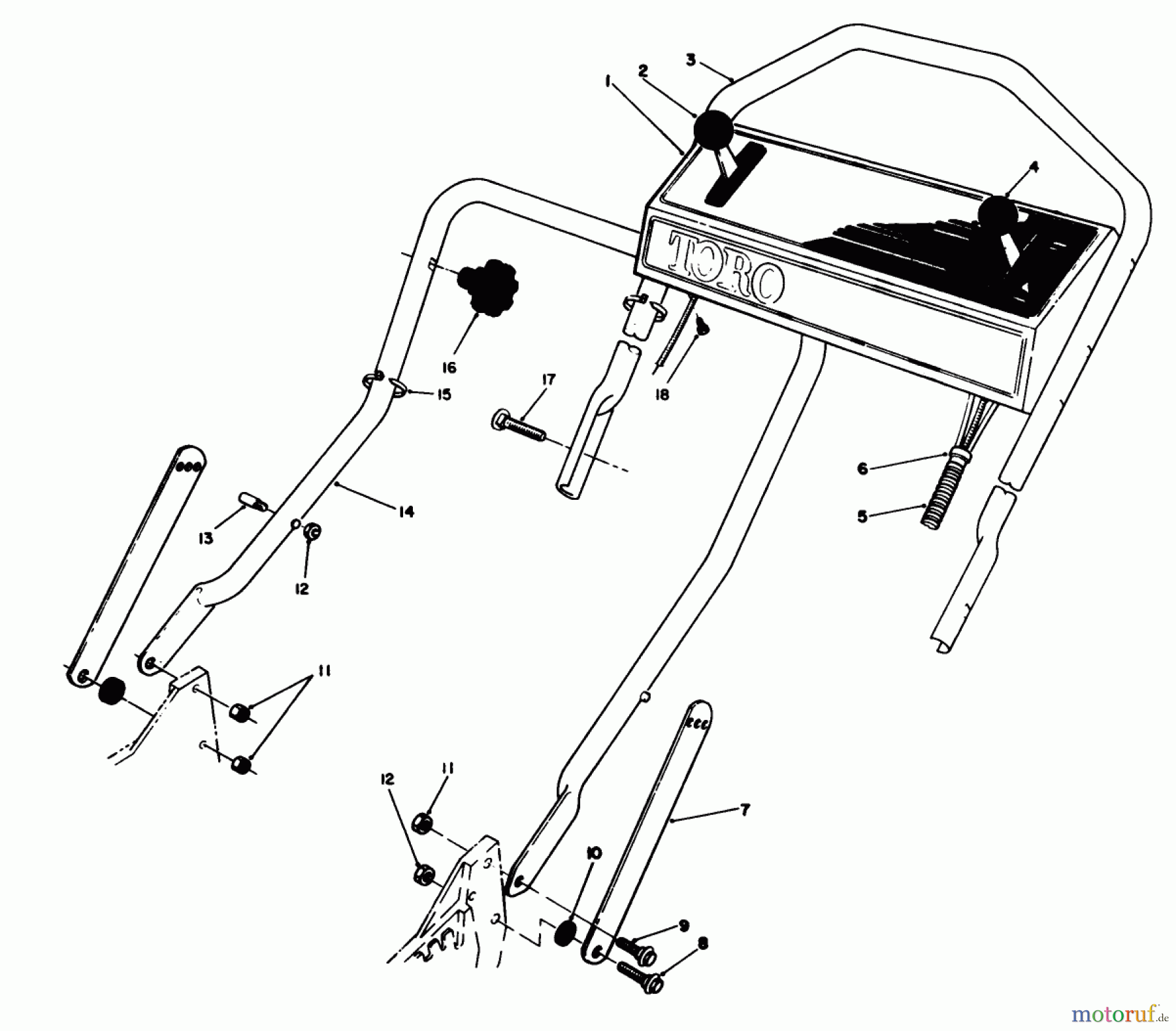  Toro Neu Mowers, Walk-Behind Seite 1 20622 - Toro Lawnmower, 1988 (8000001-8999999) HANDLE ASSEMBLY