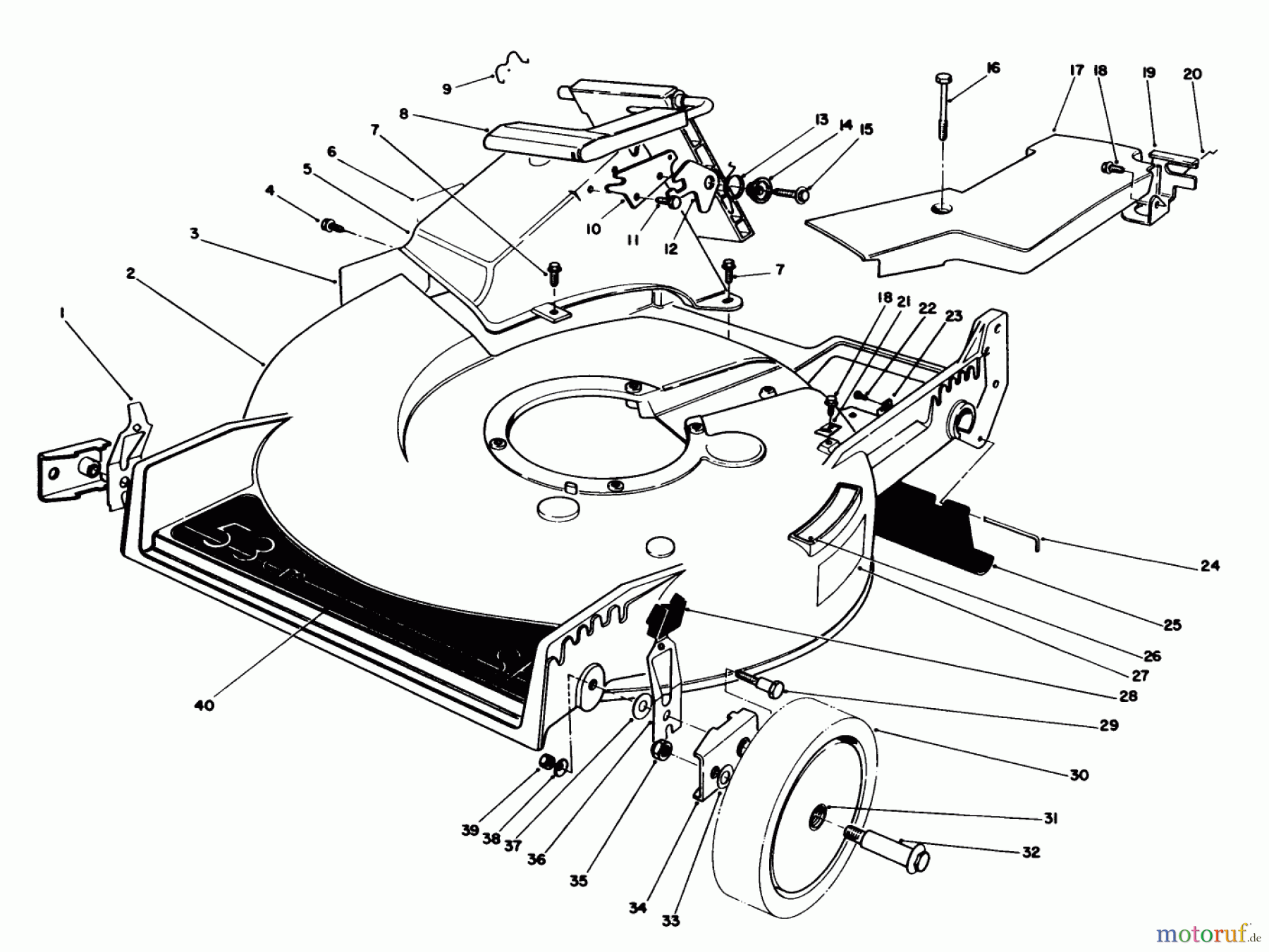  Toro Neu Mowers, Walk-Behind Seite 1 20622C - Toro Lawnmower, 1989 (9000001-9999999) HOUSING ASSEMBLY