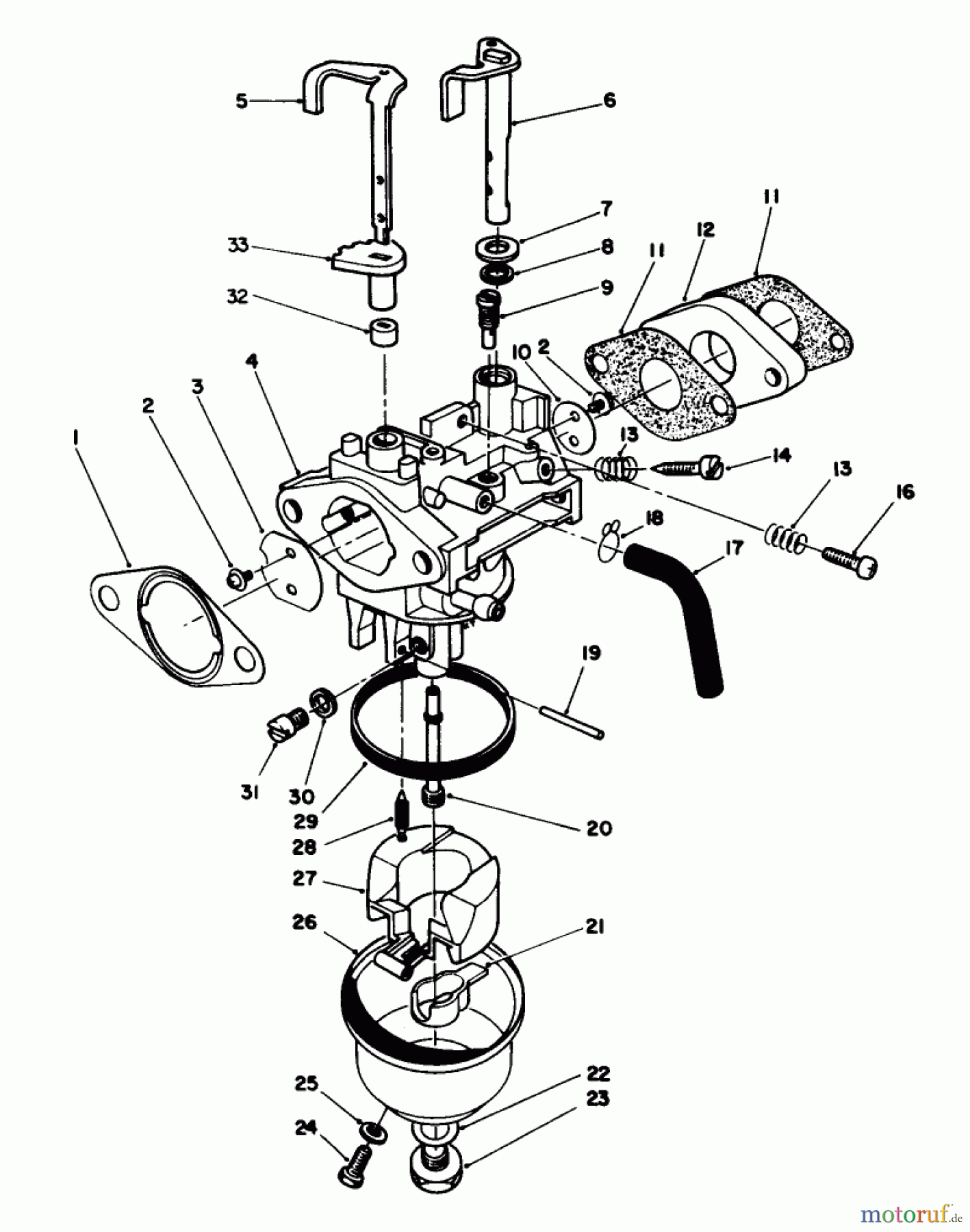  Toro Neu Mowers, Walk-Behind Seite 1 20624 - Toro Lawnmower, 1988 (8000001-8999999) CARBURETOR ASSEMBLY (MODEL NO. VMH7)