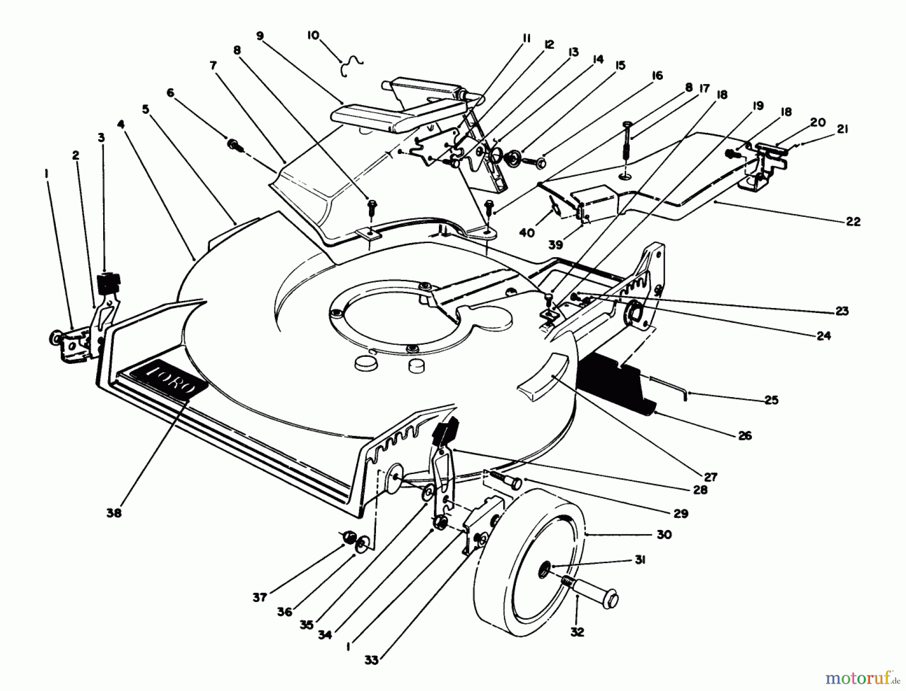  Toro Neu Mowers, Walk-Behind Seite 1 20632 - Toro Lawnmower, 1989 (9000001-9999999) HOUSING ASSEMBLY (USED ON SERIAL NO. 9000101 THRU 9003042)