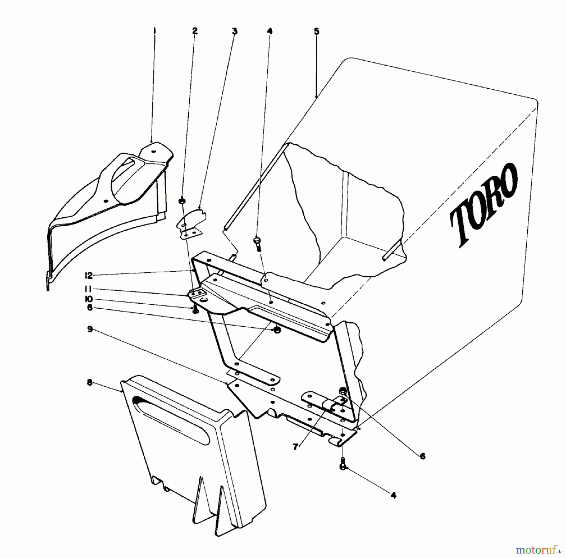 Toro Neu Mowers, Walk-Behind Seite 1 20660 - Toro Lawnmower, 1975 (5000001-5999999) GRASS BAG ASSEMBLY