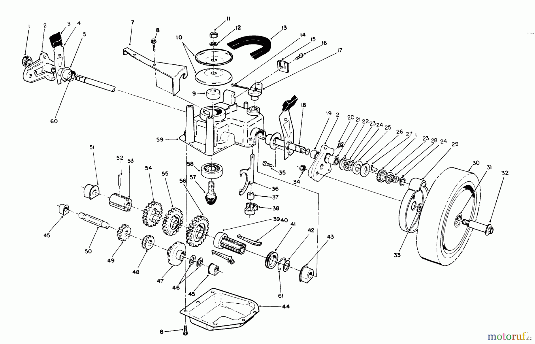  Toro Neu Mowers, Walk-Behind Seite 1 20666 - Toro Lawnmower, 1990 (0000001-0999999) GEAR CASE ASSEMBLY