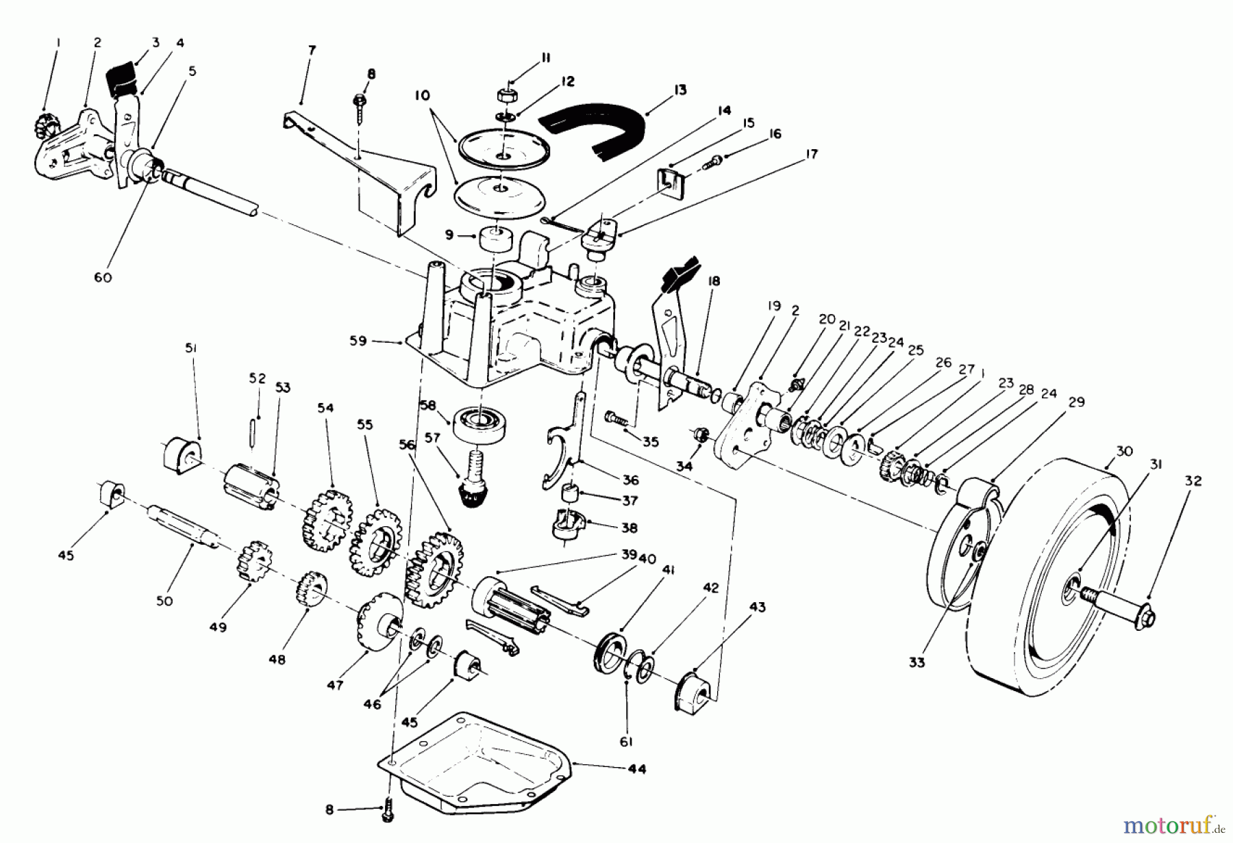  Toro Neu Mowers, Walk-Behind Seite 1 20668 - Toro Lawnmower, 1990 (0000001-0999999) GEAR CASE ASSEMBLY