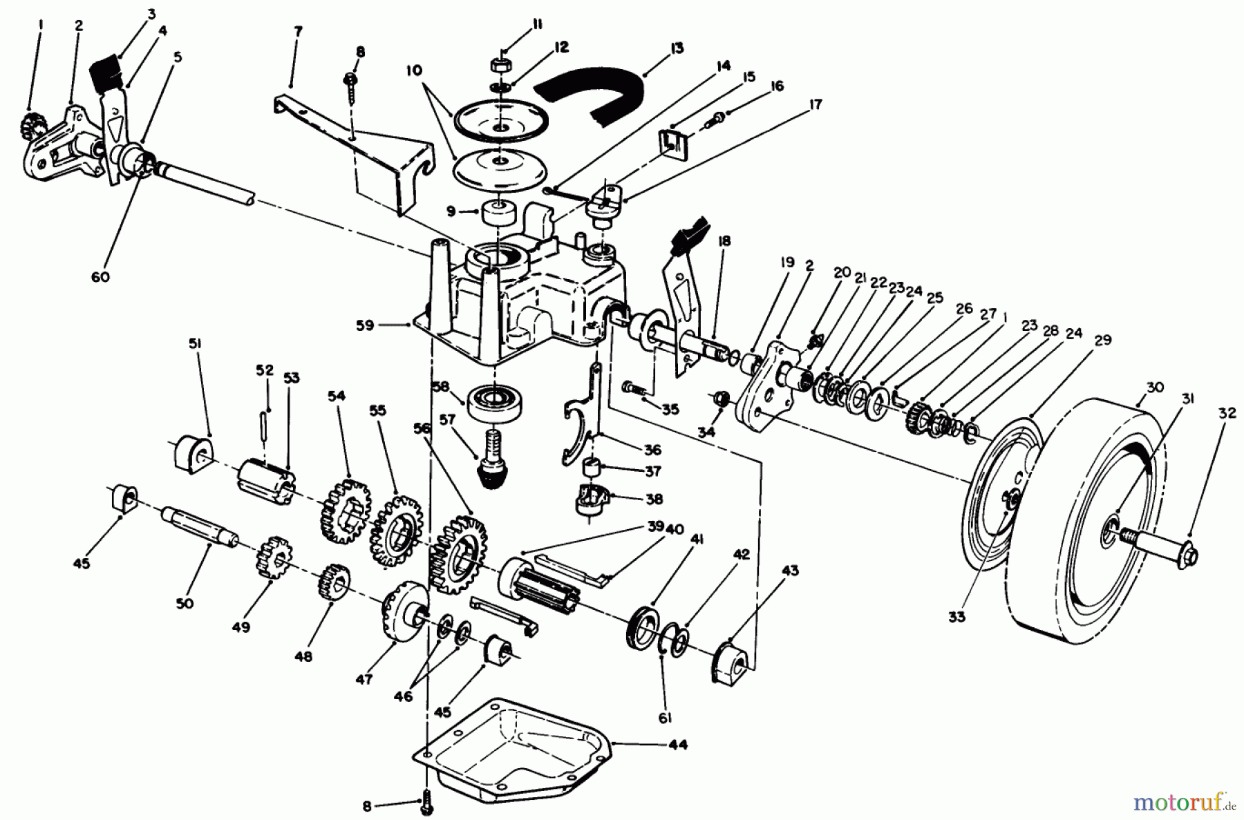  Toro Neu Mowers, Walk-Behind Seite 1 20677 - Toro Lawnmower, 1989 (9000001-9999999) GEAR CASE ASSEMBLY