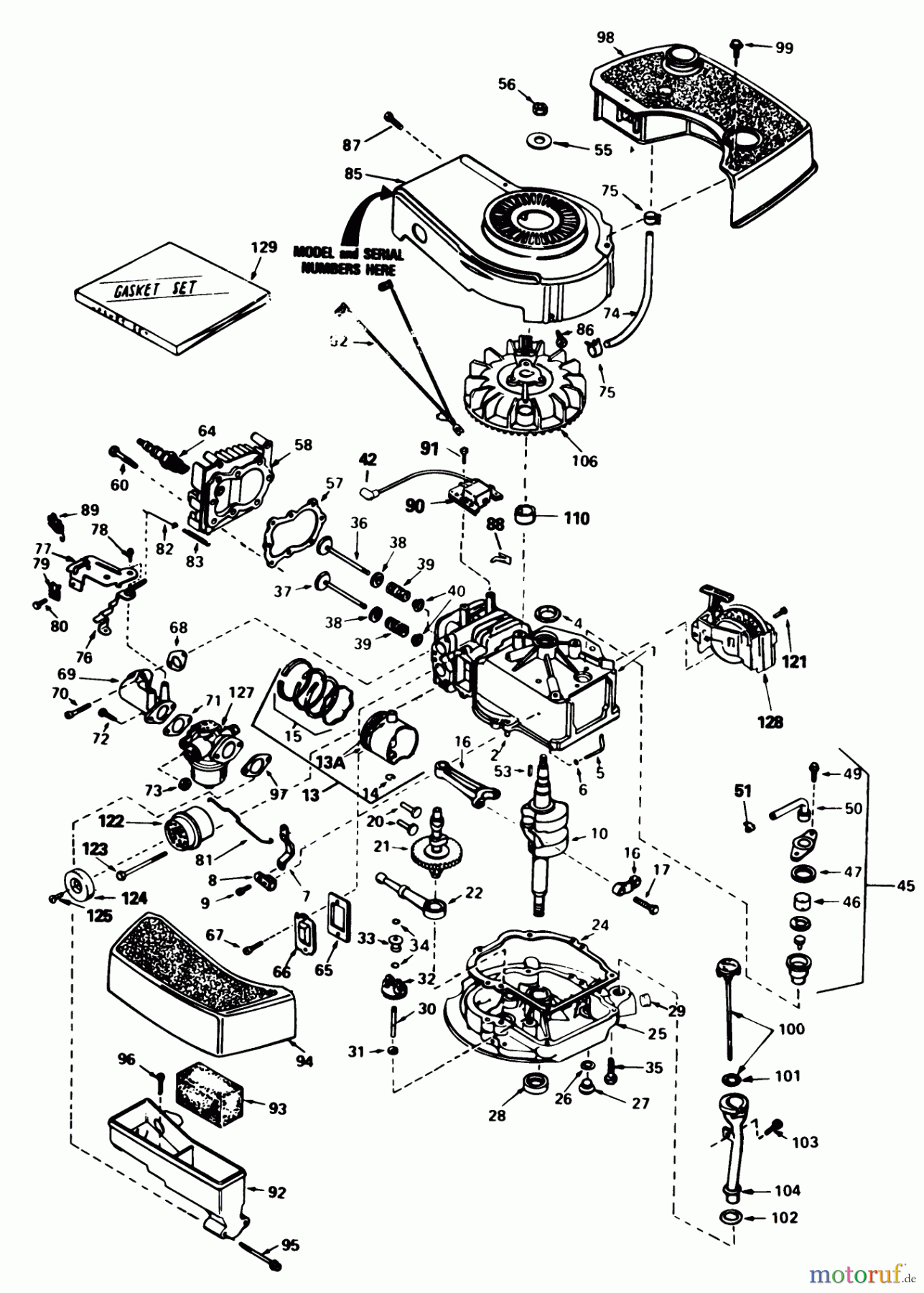 Toro Neu Mowers, Walk-Behind Seite 1 20672 - Toro Lawnmower, 1985 (5000001-5999999) ENGINE TECUMSEH MODEL NO. TNT100-10083E
