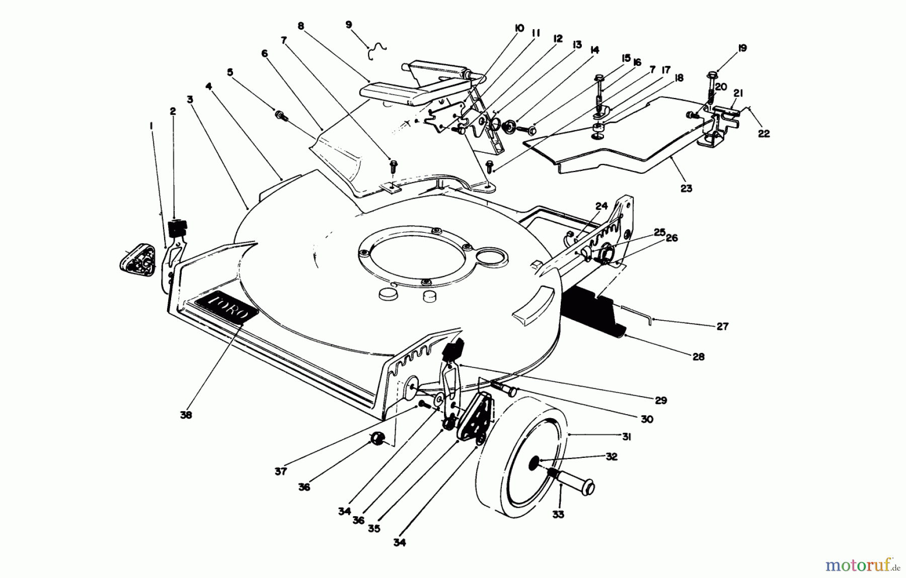  Toro Neu Mowers, Walk-Behind Seite 1 20677 - Toro Lawnmower, 1990 (0000001-0002101) HOUSING ASSEMBLY