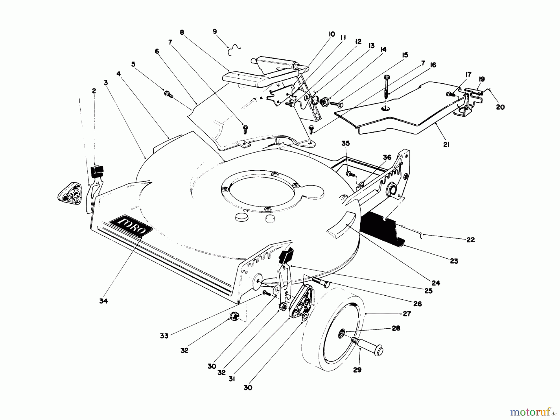  Toro Neu Mowers, Walk-Behind Seite 1 20680 - Toro Lawnmower, 1990 (0000001-0999999) HOUSING ASSEMBLY