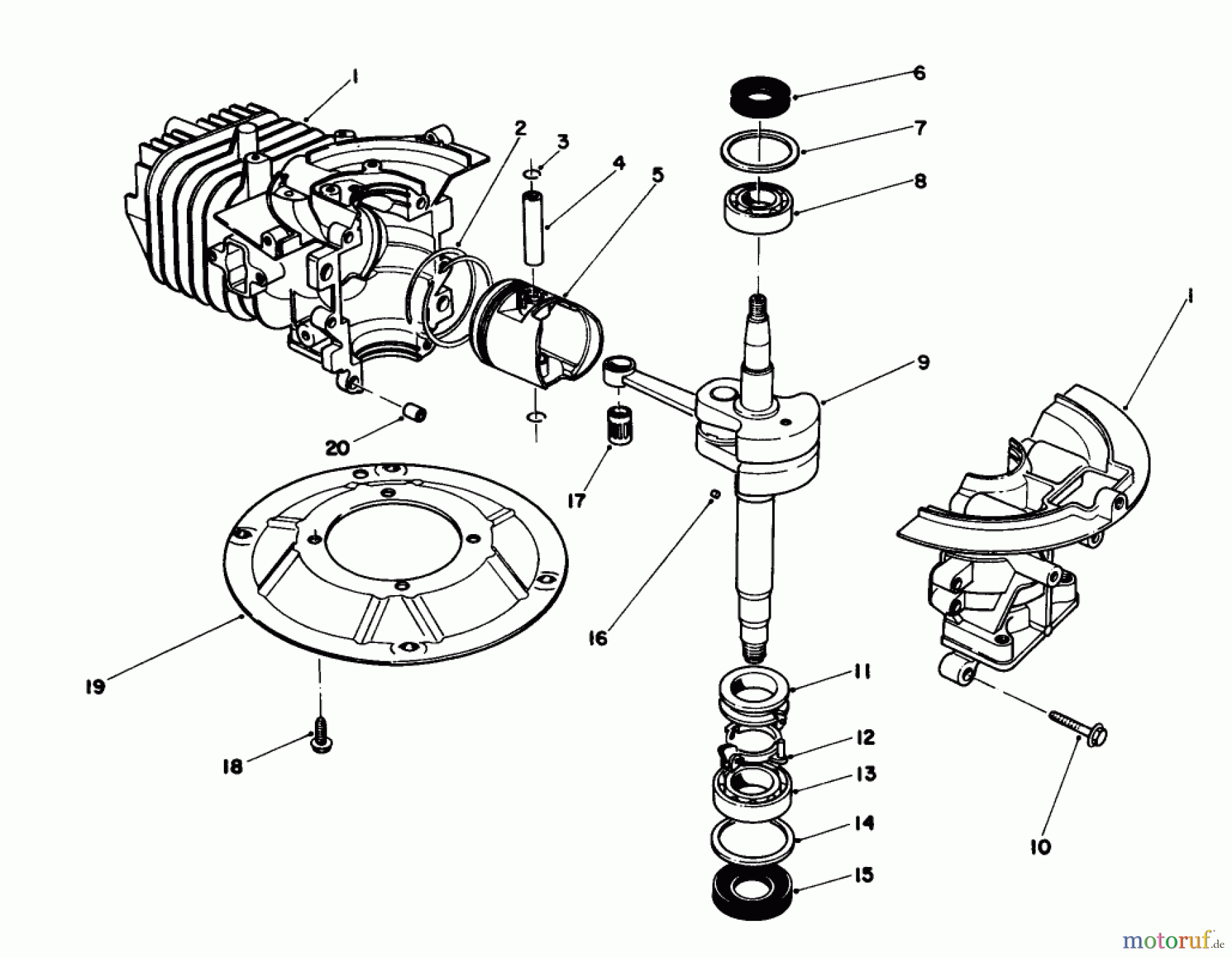  Toro Neu Mowers, Walk-Behind Seite 1 20684 - Toro Lawnmower, 1986 (6000001-6999999) CRANKSHAFT ASSEMBLY 47PE-4 (USED ON UNITS WITH SERIAL NO. 6000101-6002200)