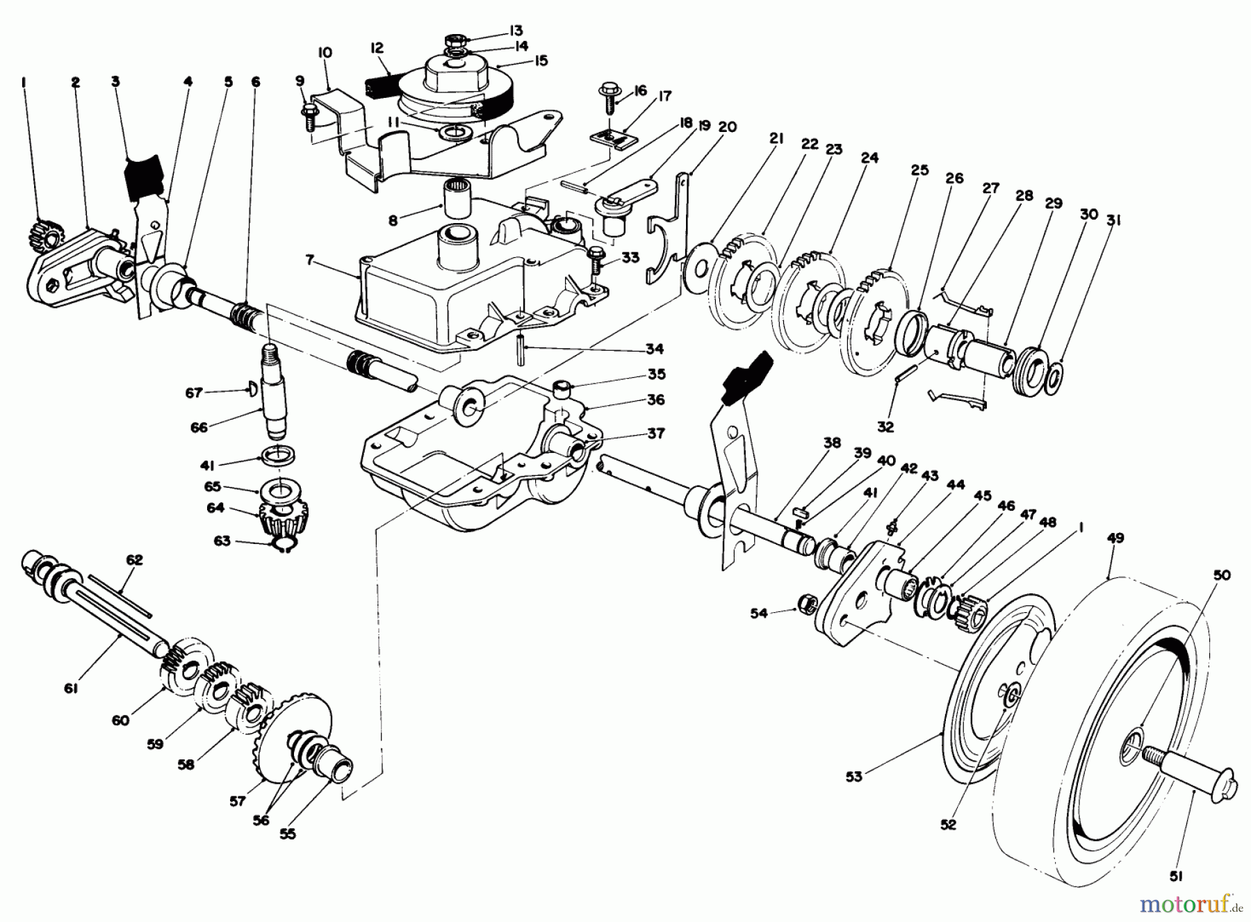  Toro Neu Mowers, Walk-Behind Seite 1 20684 - Toro Lawnmower, 1986 (6000001-6999999) GEAR CASE ASSEMBLY (USED ON UNITS WITH SERIAL NO. 6002201 & UP)
