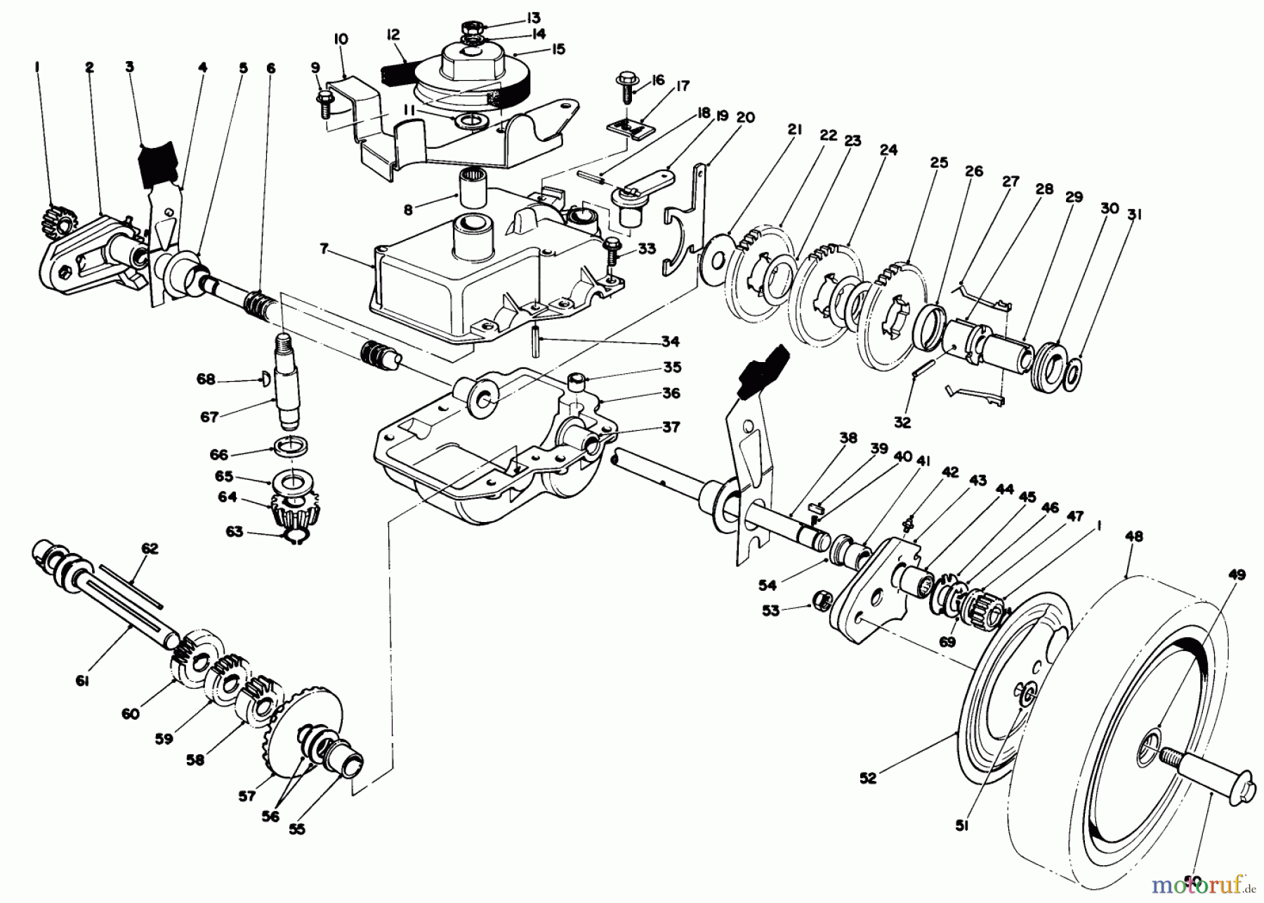  Toro Neu Mowers, Walk-Behind Seite 1 20684 - Toro Lawnmower, 1987 (7000001-7999999) GEAR CASE ASSEMBLY (USED ON UNITS WITH SERIAL NO. 7000001-7027356)