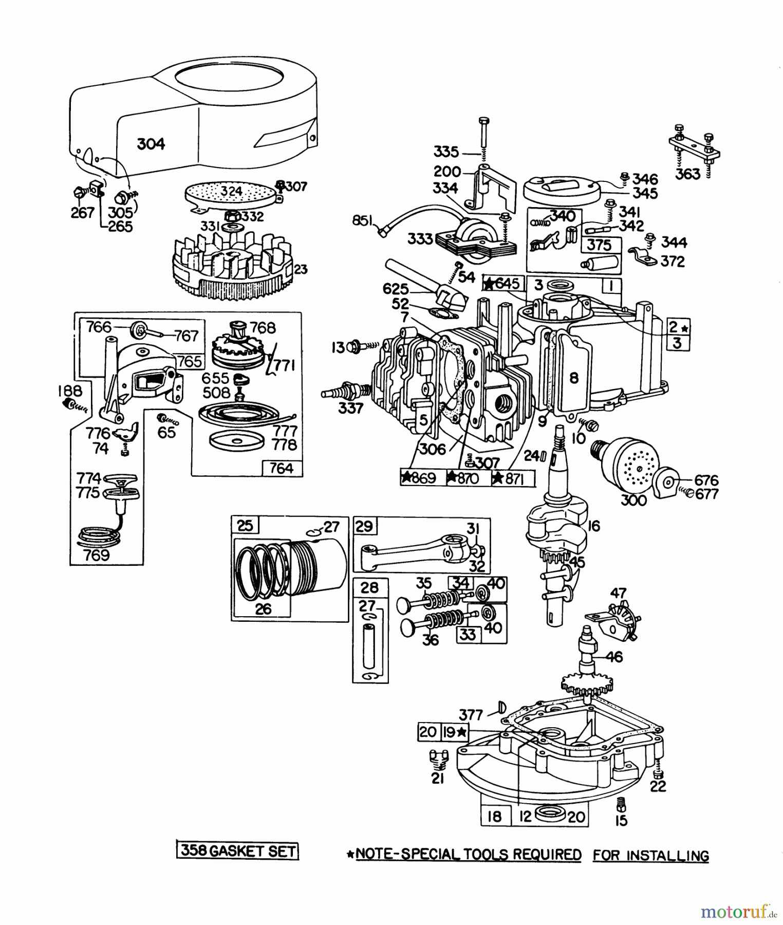 Toro Neu Mowers, Walk-Behind Seite 1 20698 - Toro Lawnmower, 1978 (8000001-8999999) ENGINE BRIGGS & STRATTON MODEL NO. 92908-1879-01