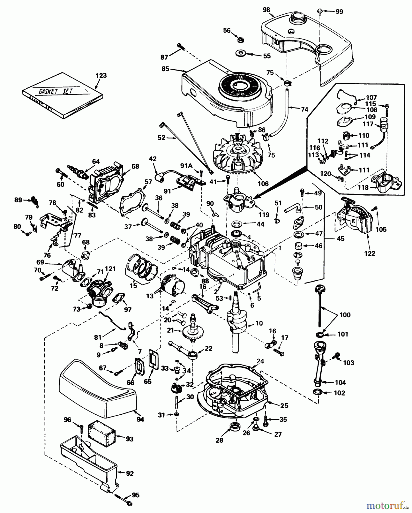 Toro Neu Mowers, Walk-Behind Seite 1 20700 - Toro Lawnmower, 1979 (9000001-9999999) ENGINE TECUMSEH MODEL NO. TNT-100-10049C