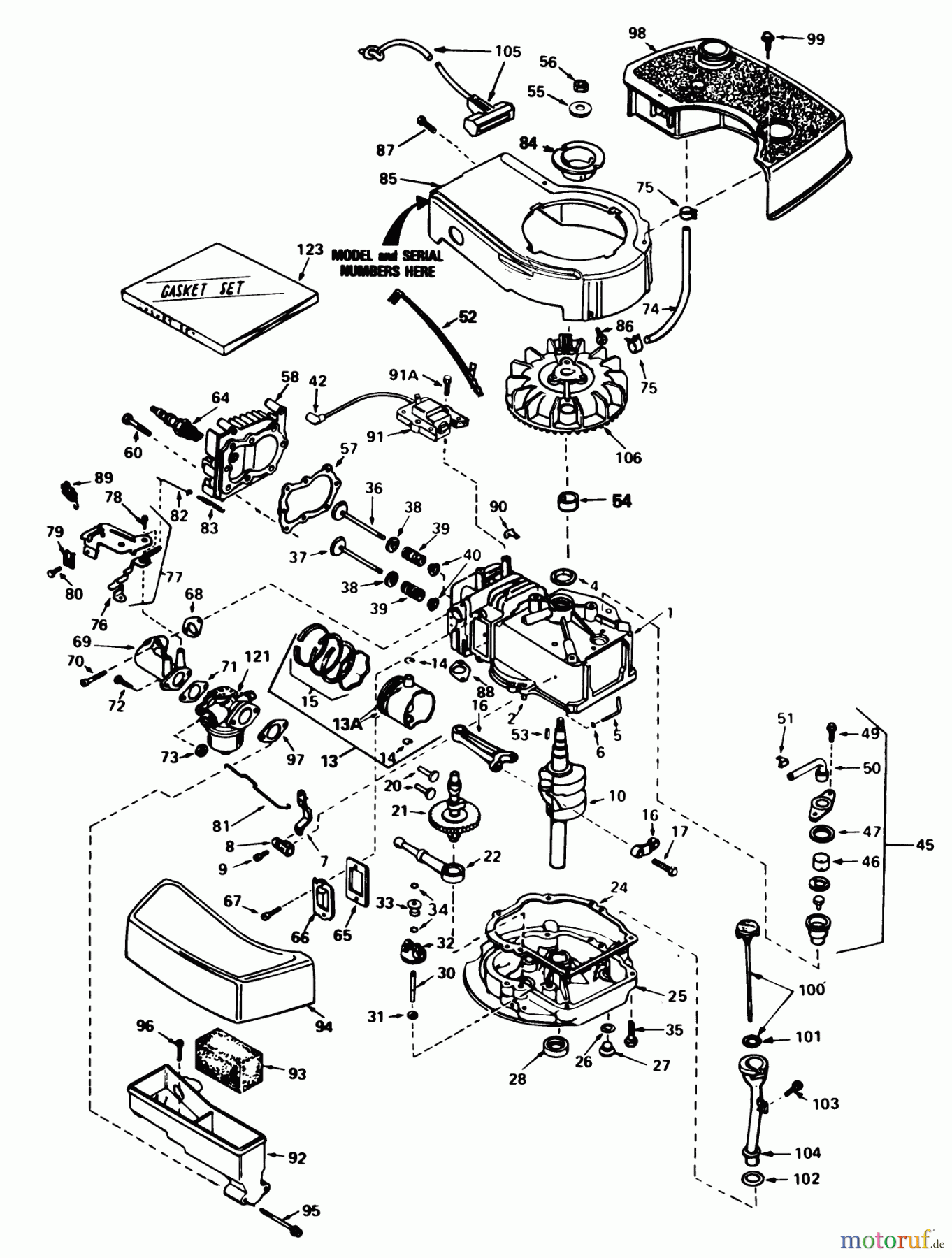 Toro Neu Mowers, Walk-Behind Seite 1 20715 - Toro Lawnmower, 1983 (3000001-3999999) ENGINE TECUMSEH MODEL NO. TNT100-10087E
