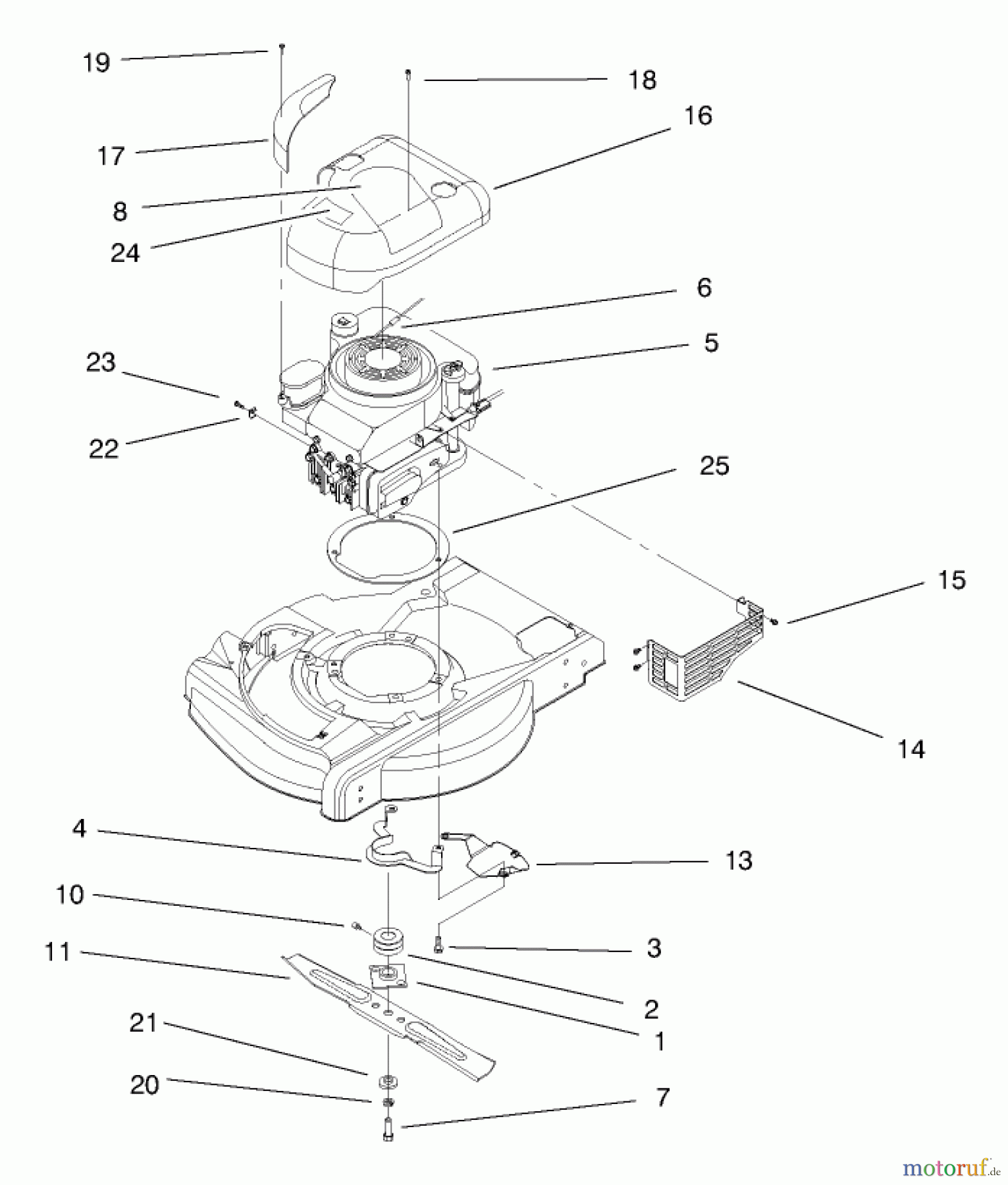  Toro Neu Mowers, Walk-Behind Seite 1 20716 - Toro Side Discharge Mower, 1998 (8900001-8999999) ENGIINE ASSEMBLY