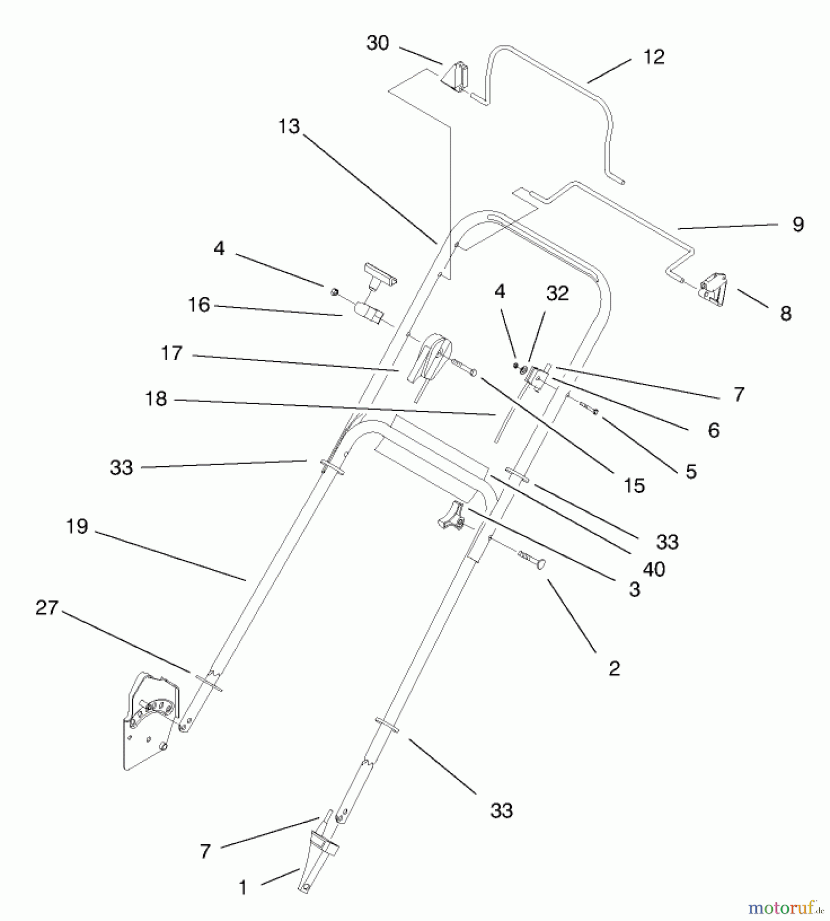  Toro Neu Mowers, Walk-Behind Seite 1 20716 - Toro Side Discharge Mower, 1998 (8900001-8999999) HANDLE ASSEMBLY