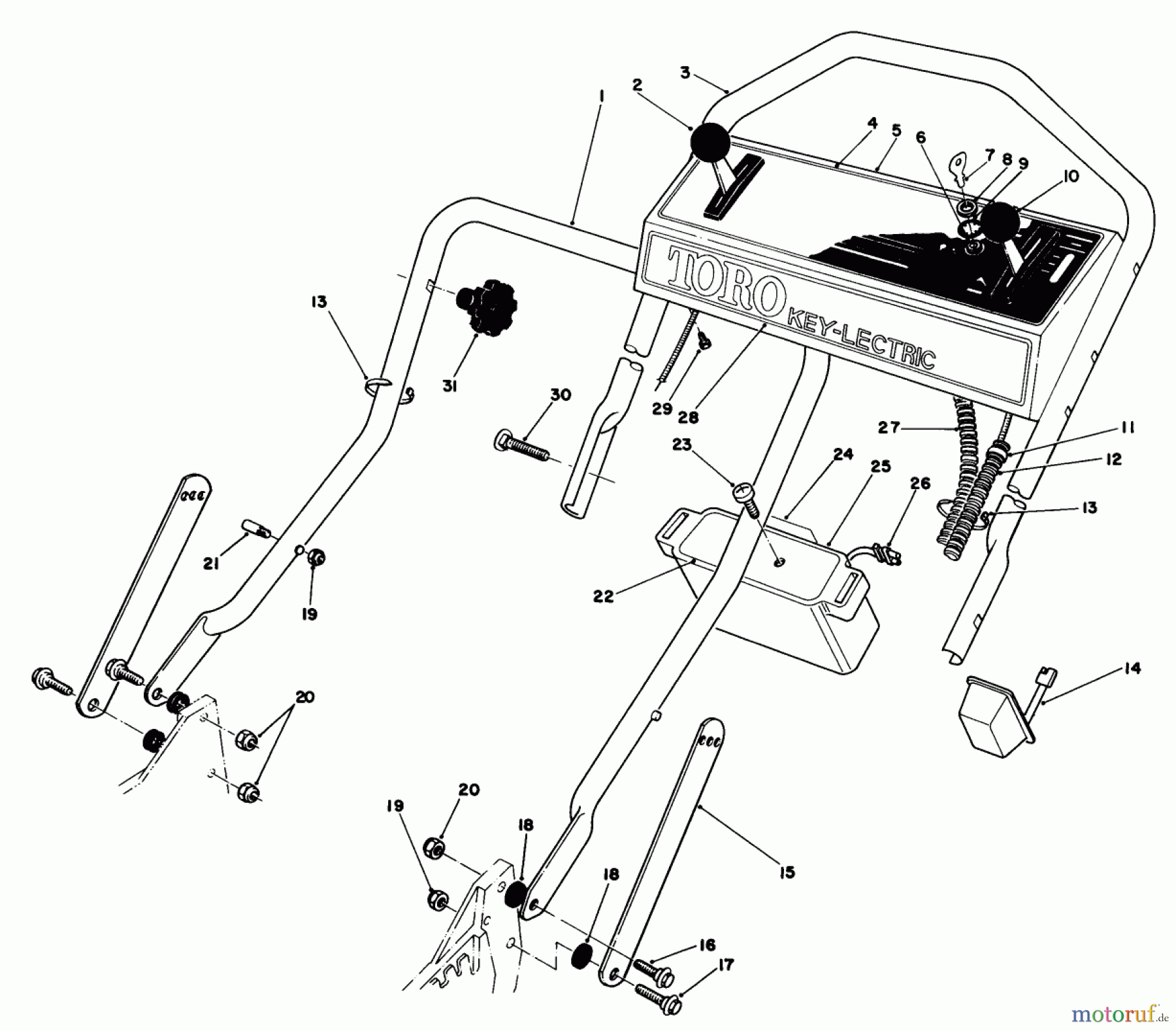 Toro Neu Mowers, Walk-Behind Seite 1 20718 - Toro Lawnmower, 1985 (5000001-5999999) HANDLE ASSEMBLY