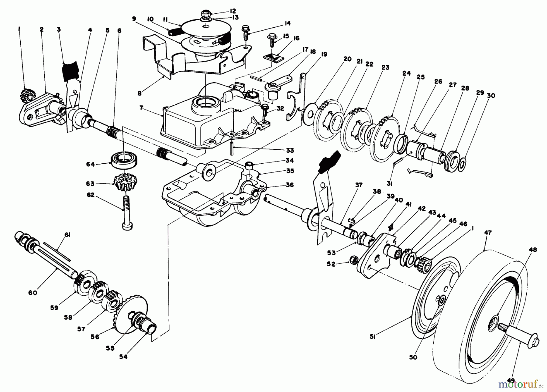  Toro Neu Mowers, Walk-Behind Seite 1 20718C - Toro Lawnmower, 1985 (5000001-5999999) GEAR CASE ASSEMBLY