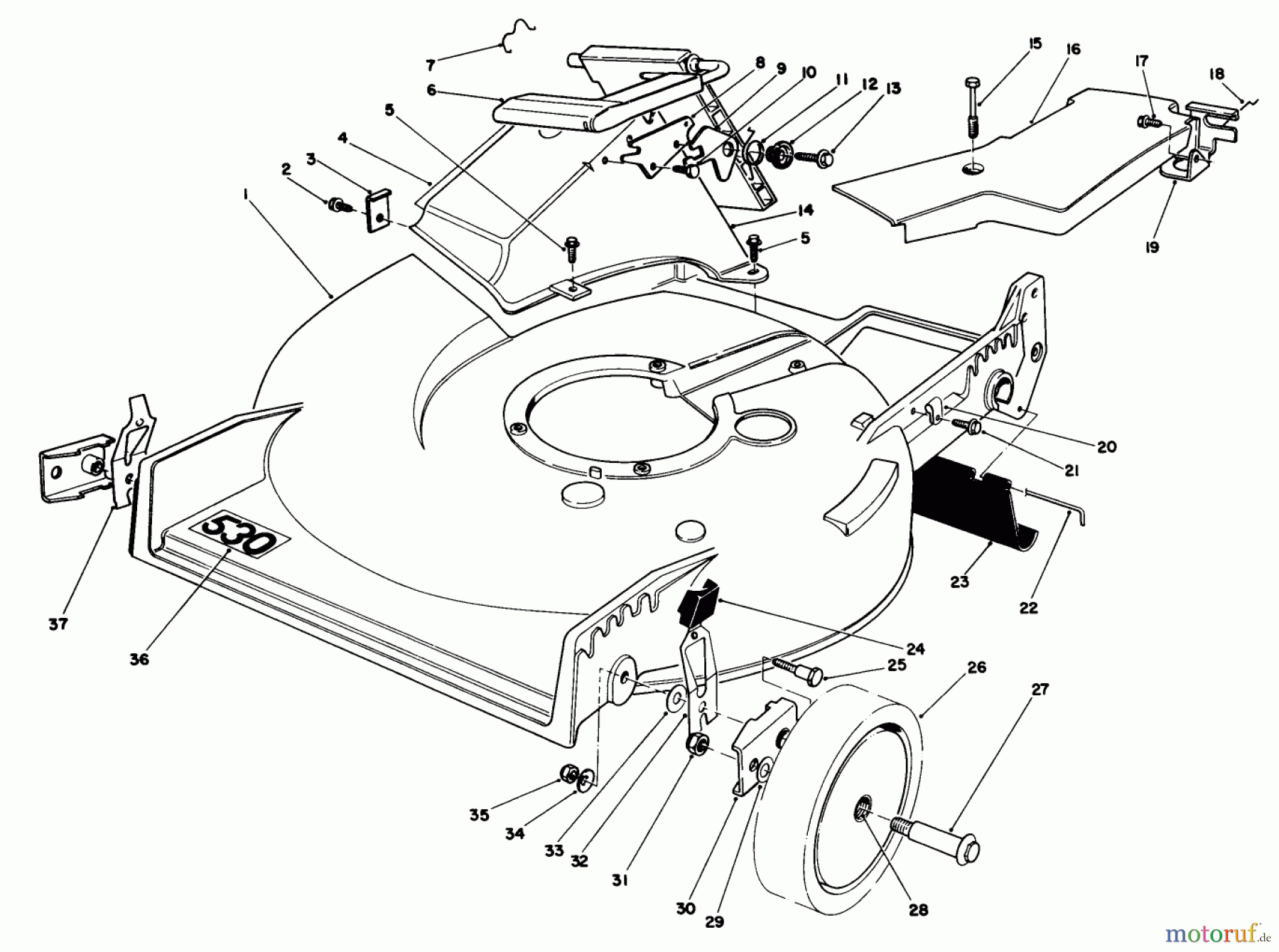 Toro Neu Mowers, Walk-Behind Seite 1 20718C - Toro Lawnmower, 1985 (5000001-5999999) HOUSING ASSEMBLY