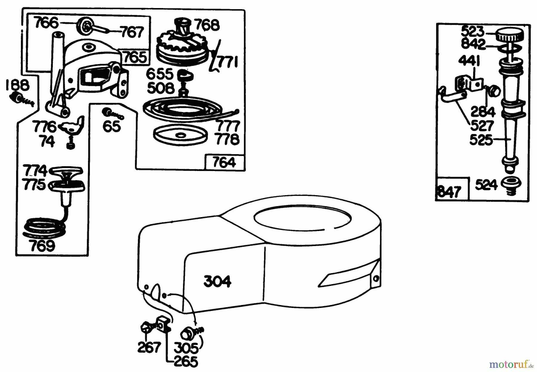  Toro Neu Mowers, Walk-Behind Seite 1 20725 - Toro Lawnmower, 1979 (9000001-9999999) STARTER & SHROUD ASSEMBLY MODEL 92908-1956-02